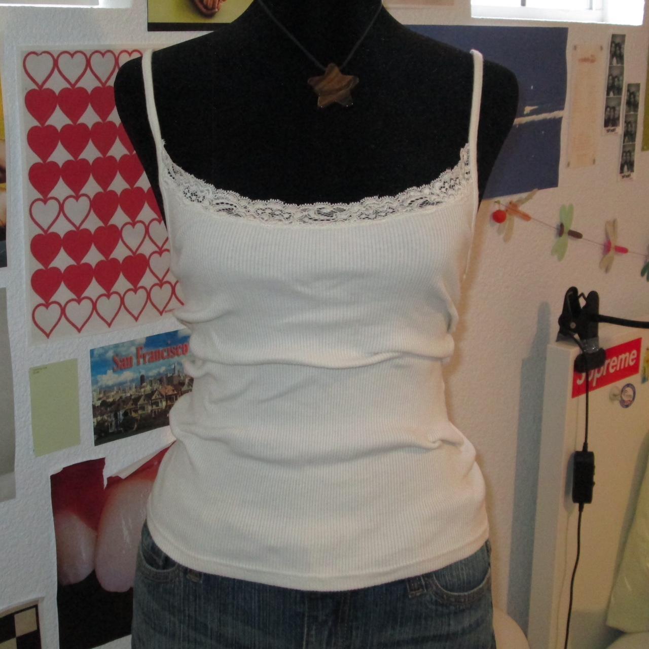 WHITE LACE TRIM BRANDY TANK ★ — i have so. Many.... Depop