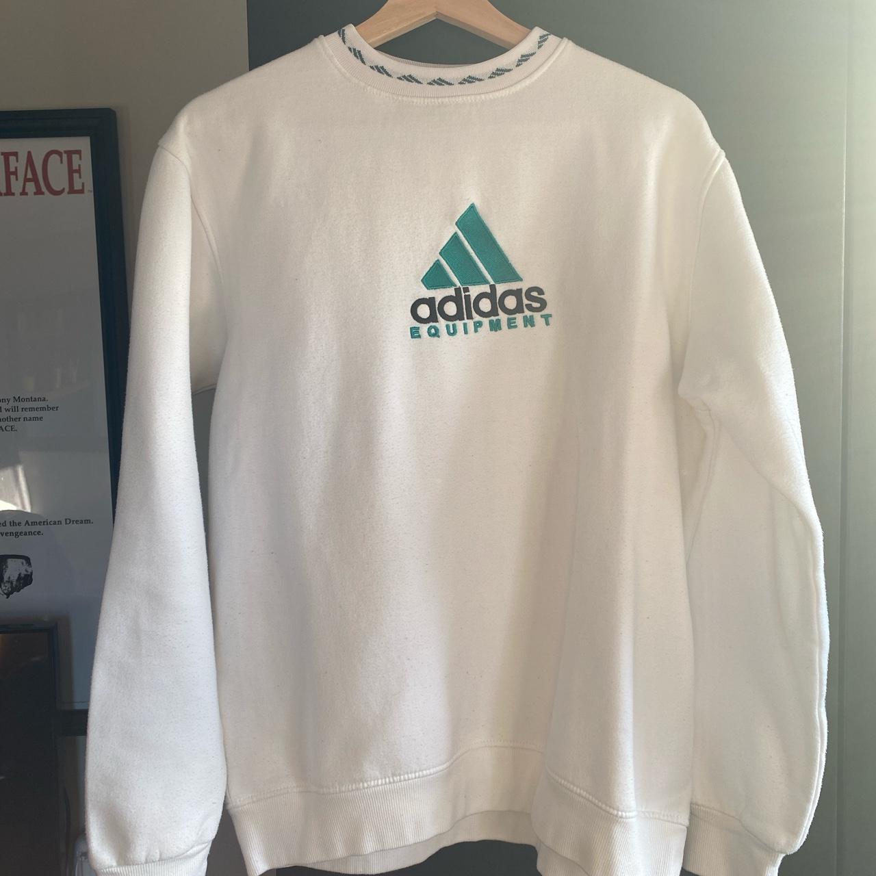 Vintage Adidas Equipment white sweatshirt Tag says... - Depop