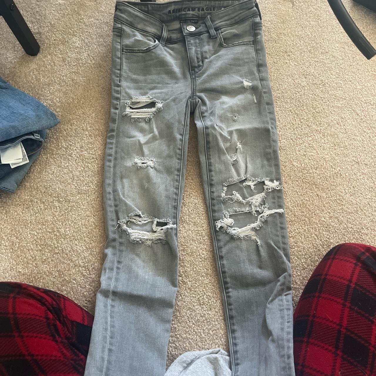 American Eagle gray ripped jeans - Depop
