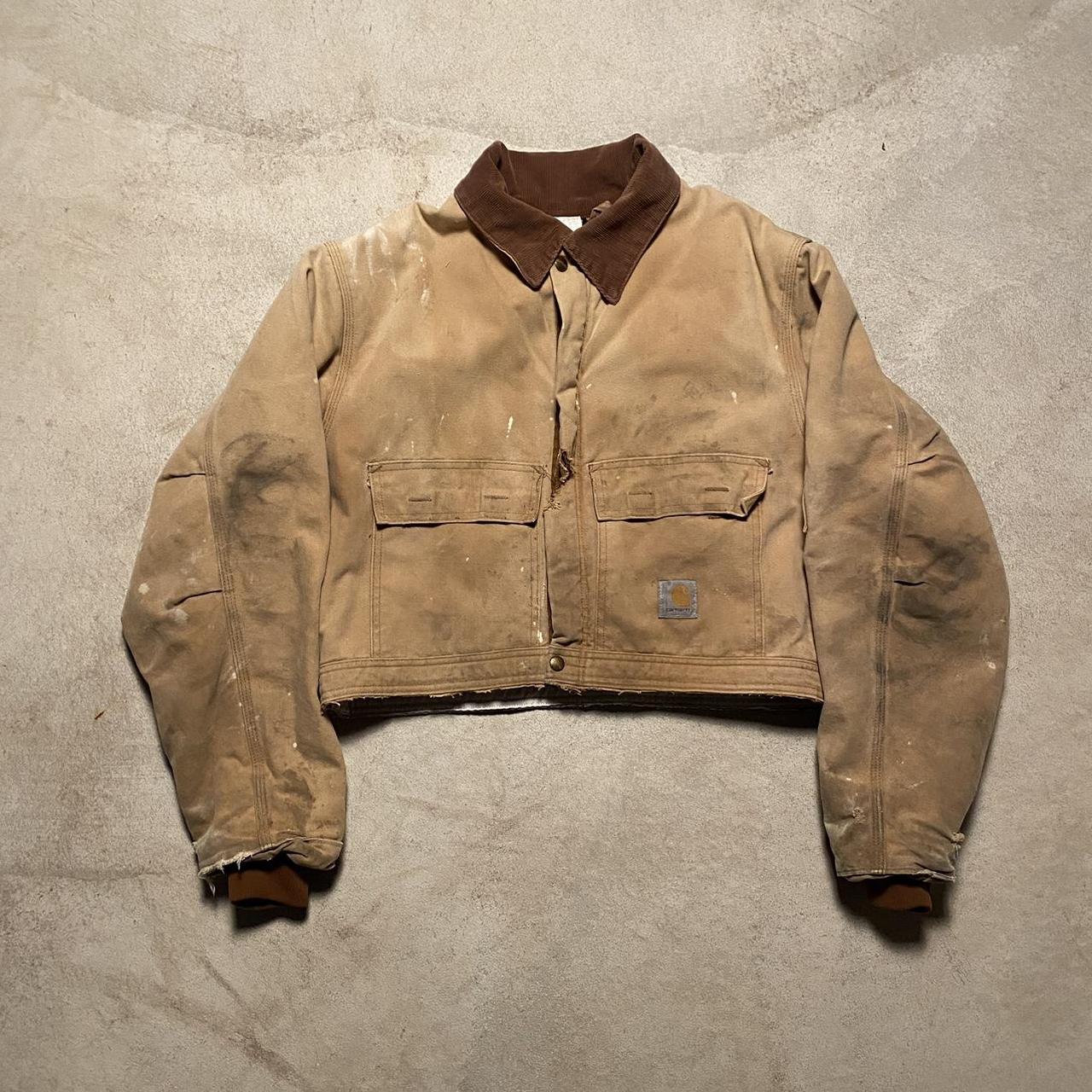 Vintage Cropped Detroit Style Carhartt Jacket Size... - Depop