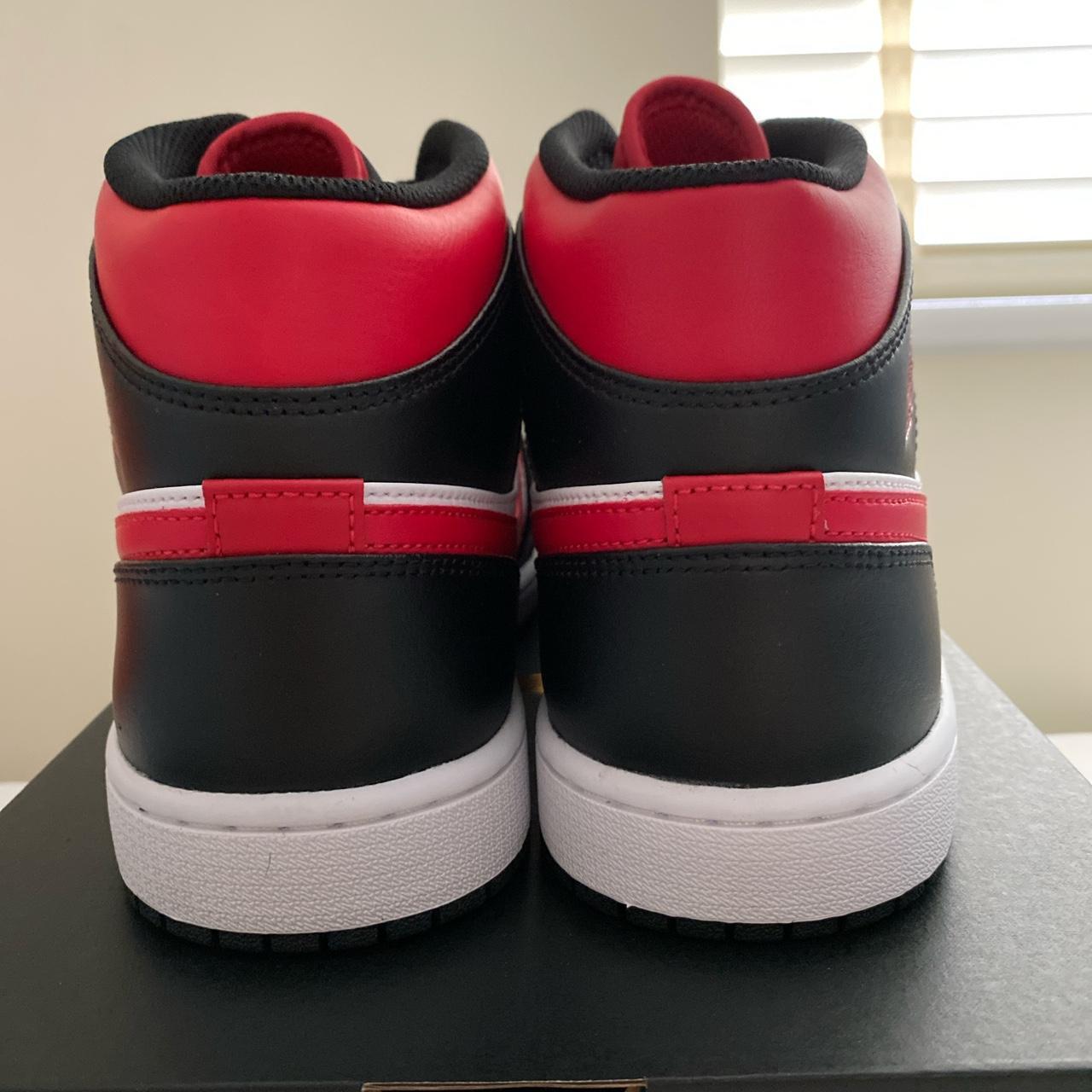 Air Jordan 1 Mid Fire Red Black/White/Bred Toe Mens... - Depop