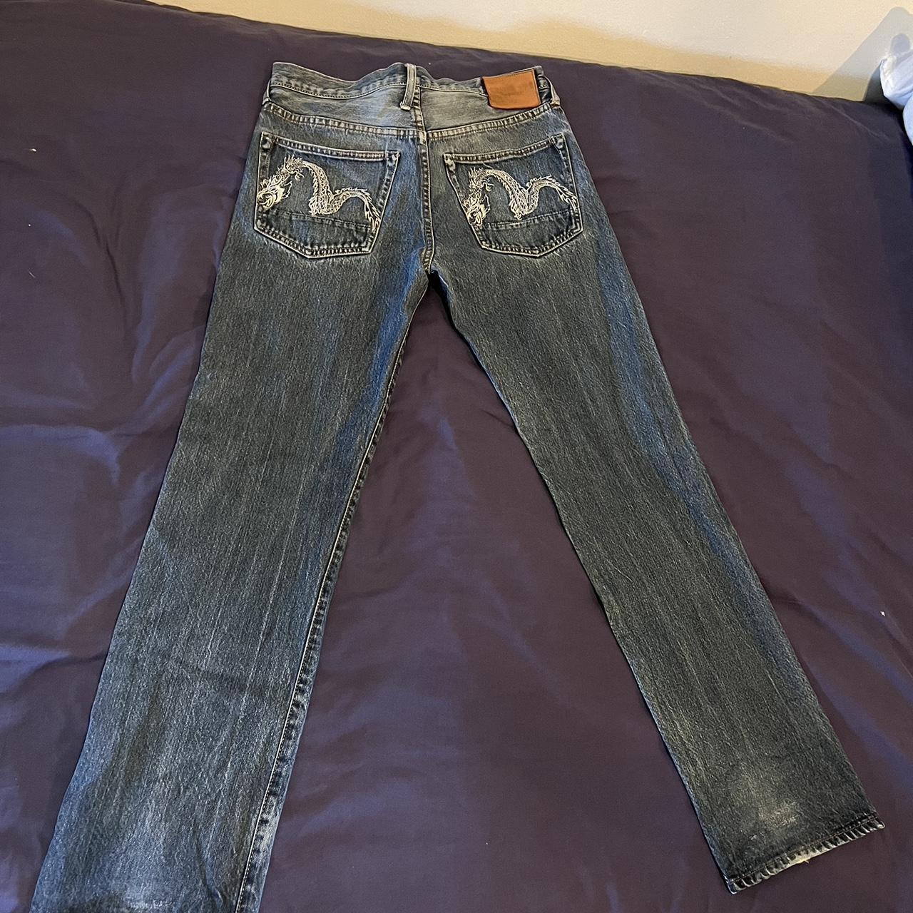 Evisu dragon daicock jeans 32 waist and 32 length... - Depop