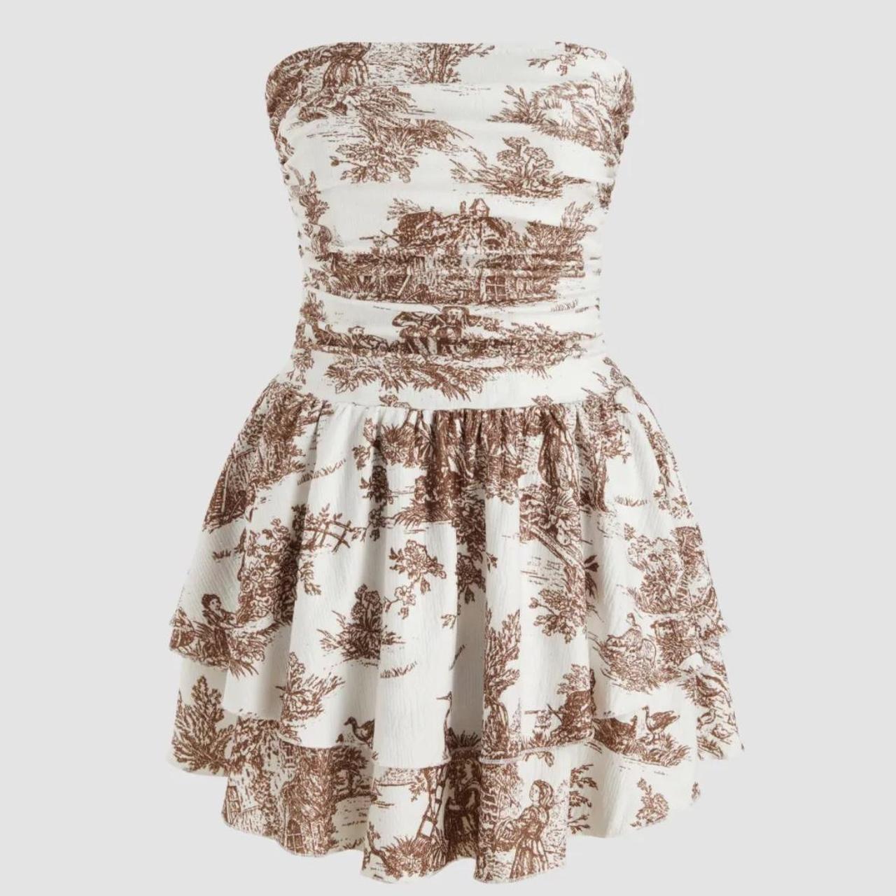 Toile de Jouy Shirred Ruched Mini Dress. very... Depop