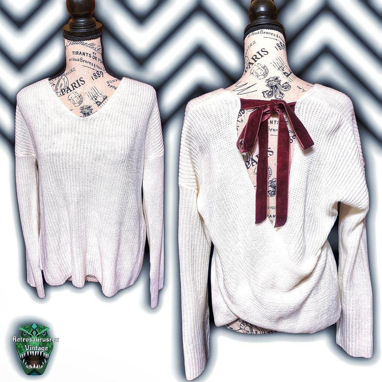 VICTIM × WRAPINKNOT VINTAGE KNIT Y2K White Knit “Party In The Back” Red Velvet Bow | Depop
