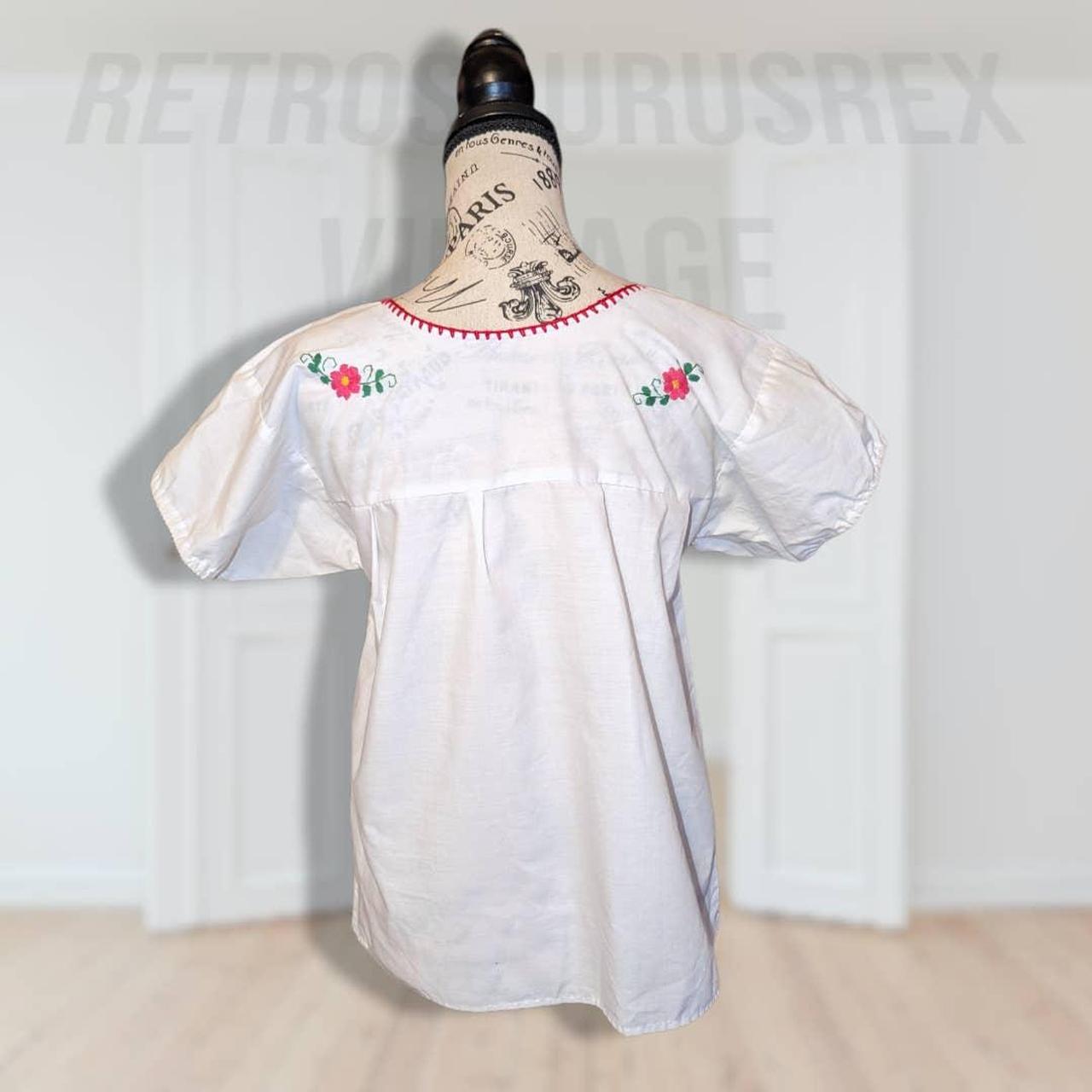 La Marina Mexican Embroidered Peasant Blouse -Classic White