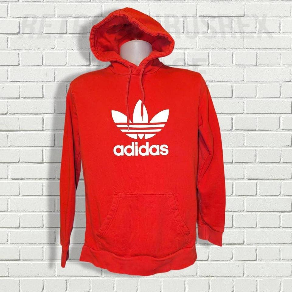 Adidas big trefoil hoodie hot sale red