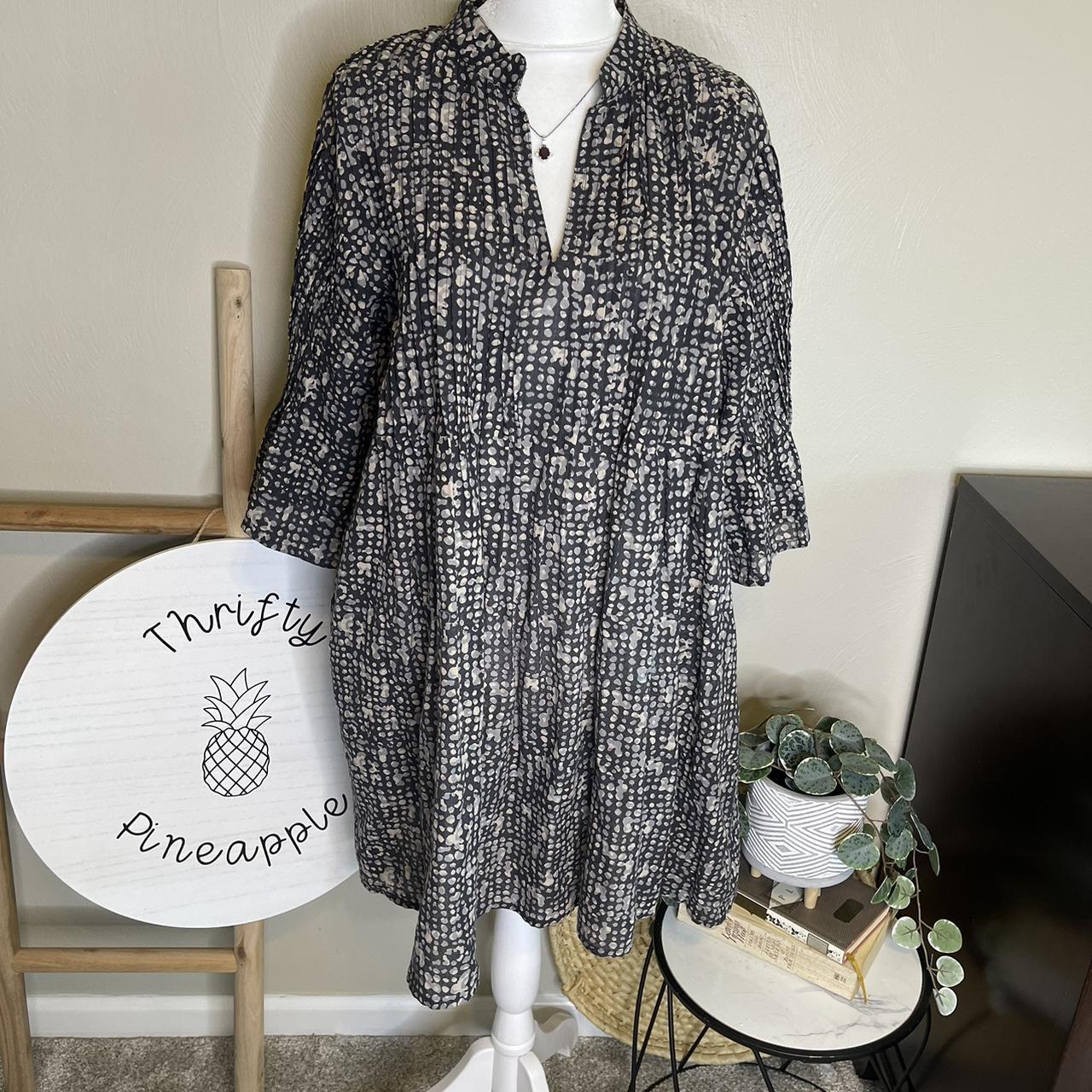 DOLMA ANTHROPOLOGIE Dress Small Gray Linen Cotton Depop