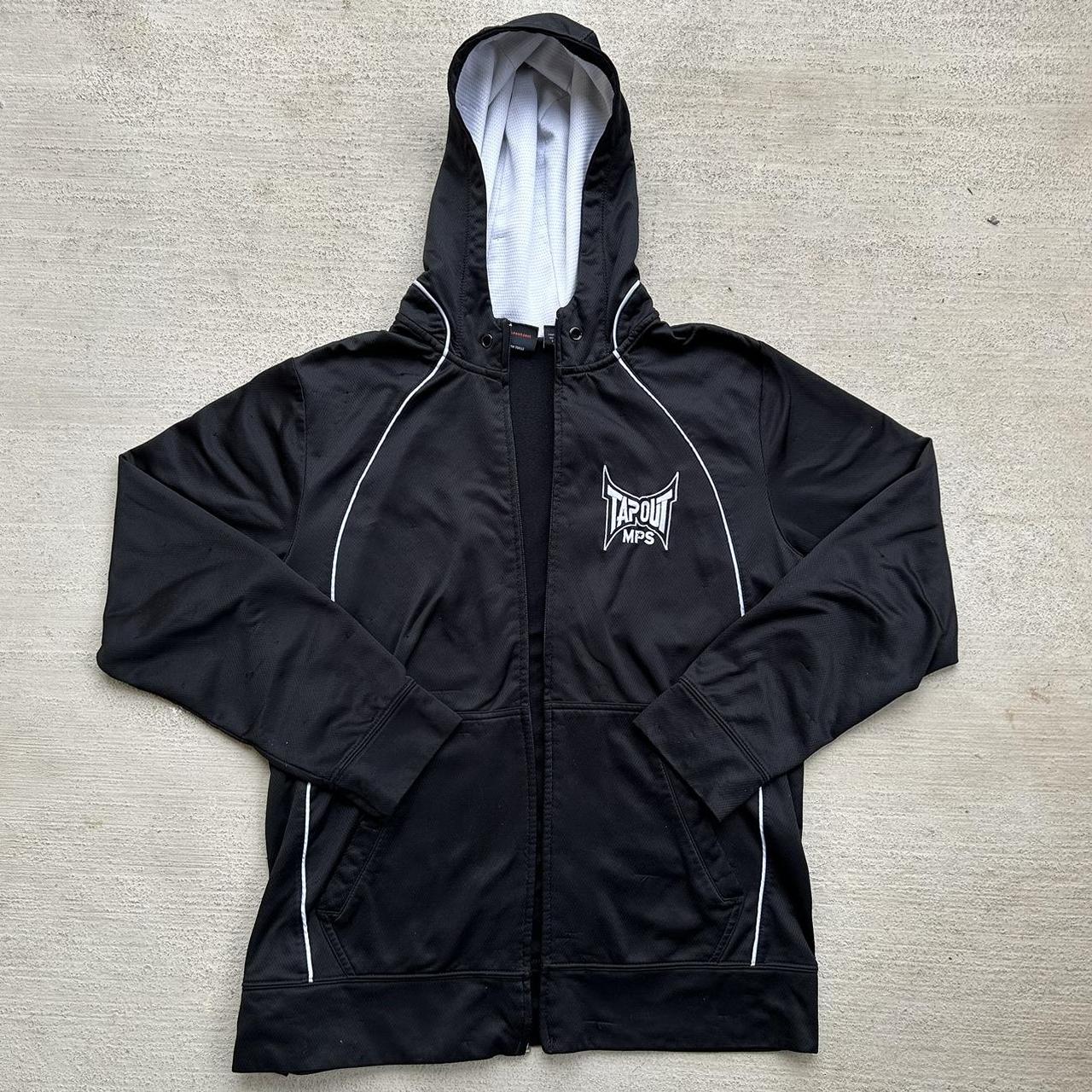 Y2K Tapout MPS MMA Elite Black workout zip up hoodie... Depop