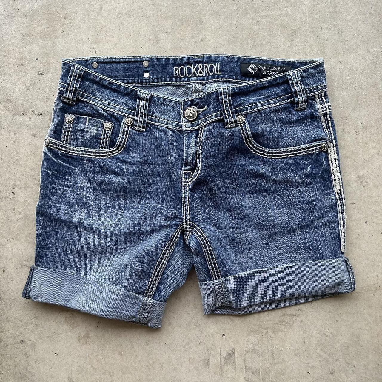 Y2K Low Rise Jorts Miss Me Rock & Roll 30x34... - Depop