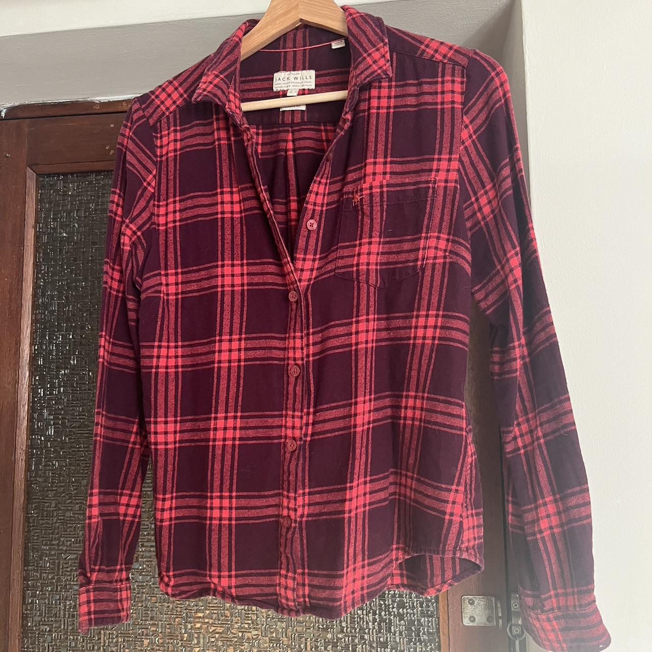 Jack wills checkered shirt, Size 8, Plum red