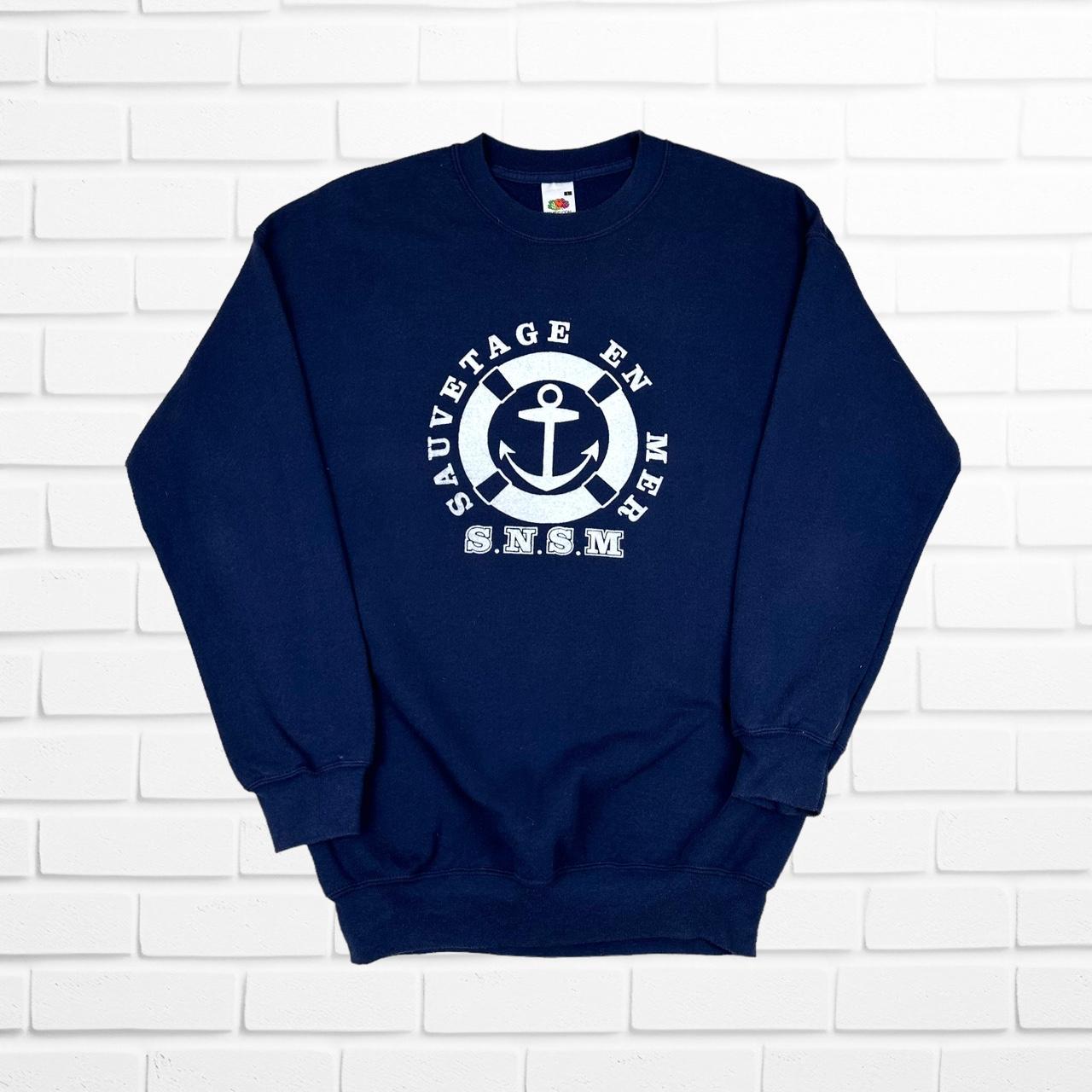 👀 VINTAGE FRUIT OF THE LOOM SWEATER 💣 Vintage Navy... - Depop