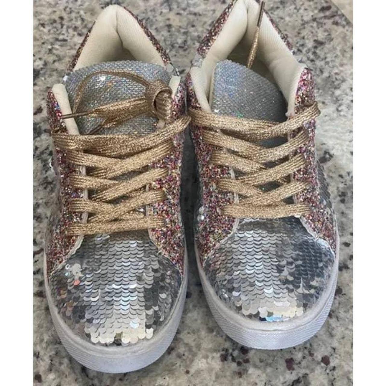 Yoki silver sequin multi glitter gold shoelace