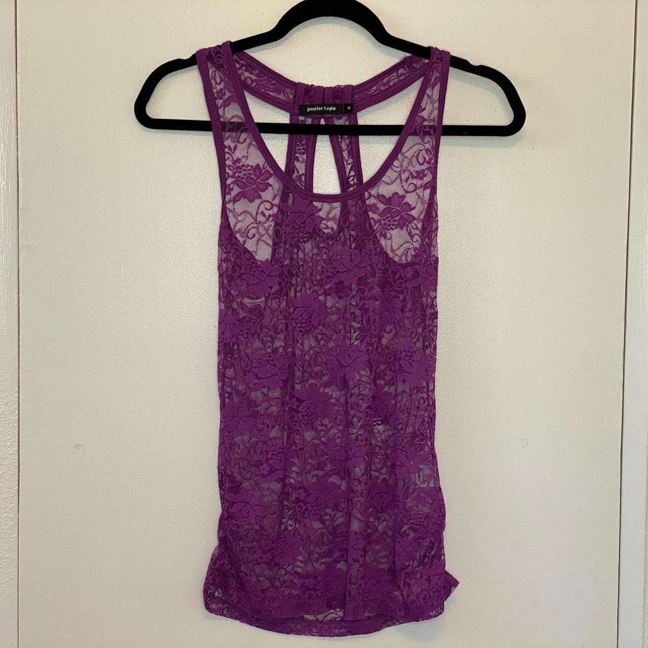 Purple 2024 women's fashion retro lace vest top