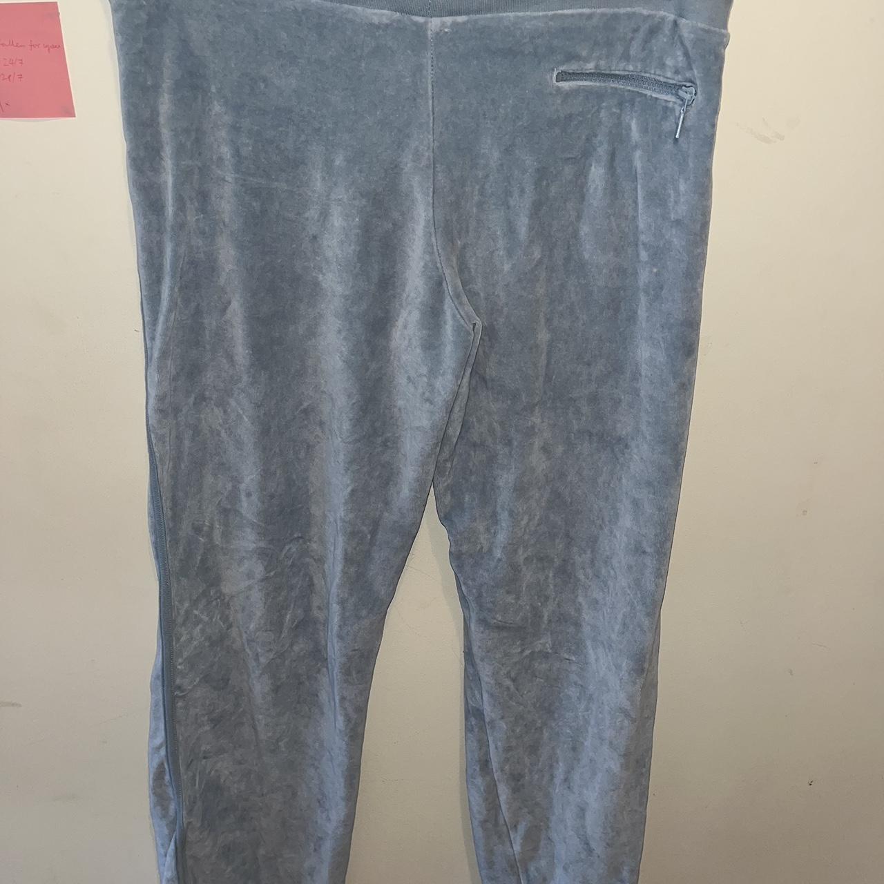 Lonsdale baby blue crushed velvet joggers (with... - Depop