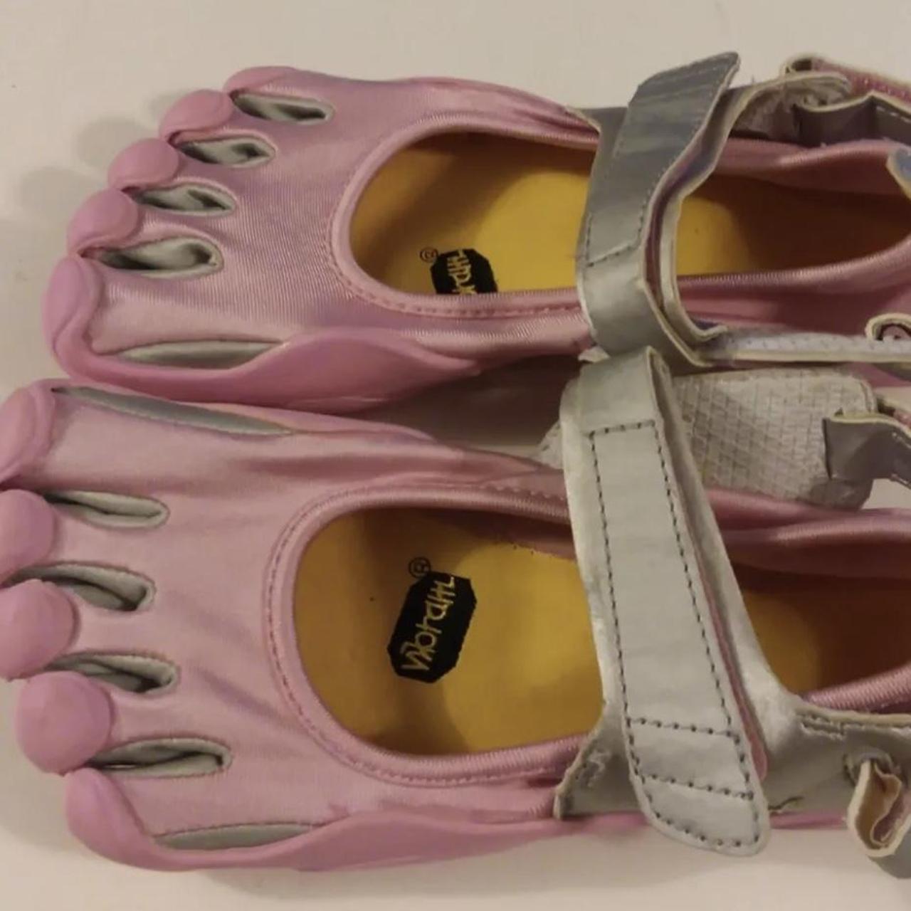 pink and silver vibram five fingers toe shoes, so... - Depop