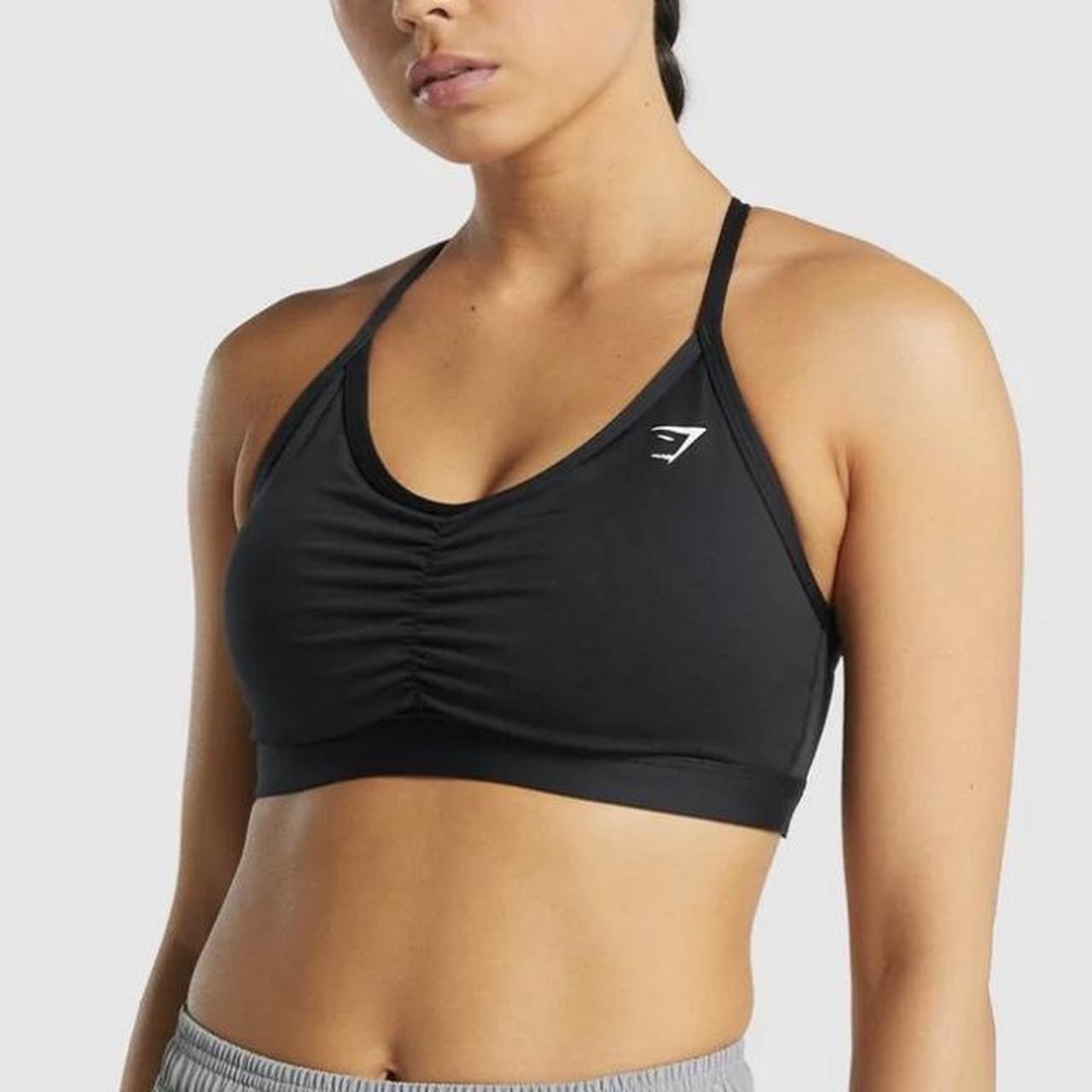 Gymshark RUCHED SPORTS BRA in black Size S Retails... Depop