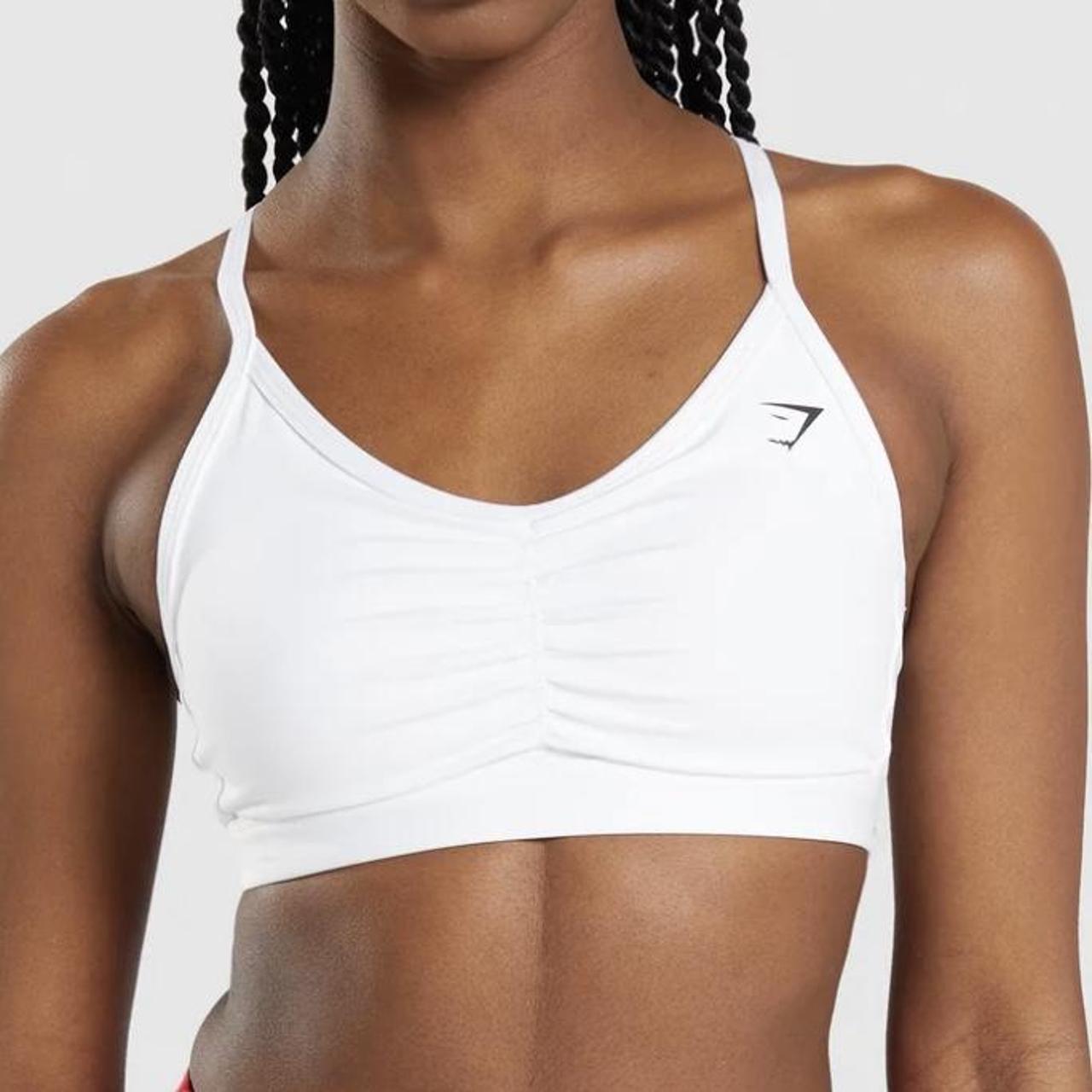 Gymshark RUCHED SPORTS BRA in white Size S Retails... Depop