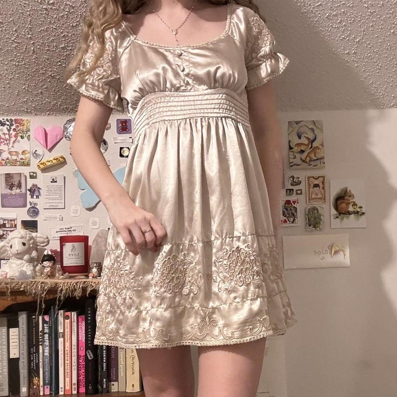 👑 stunning vintage golden babydoll silky fairy... - Depop