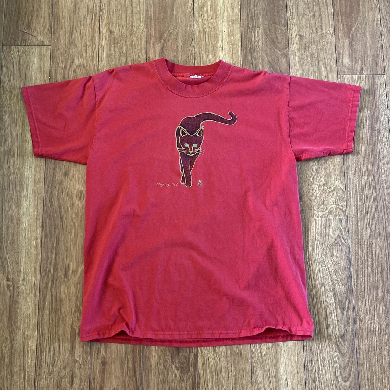 Reclaimed Vintage Men's Red and Black T-shirt | Depop