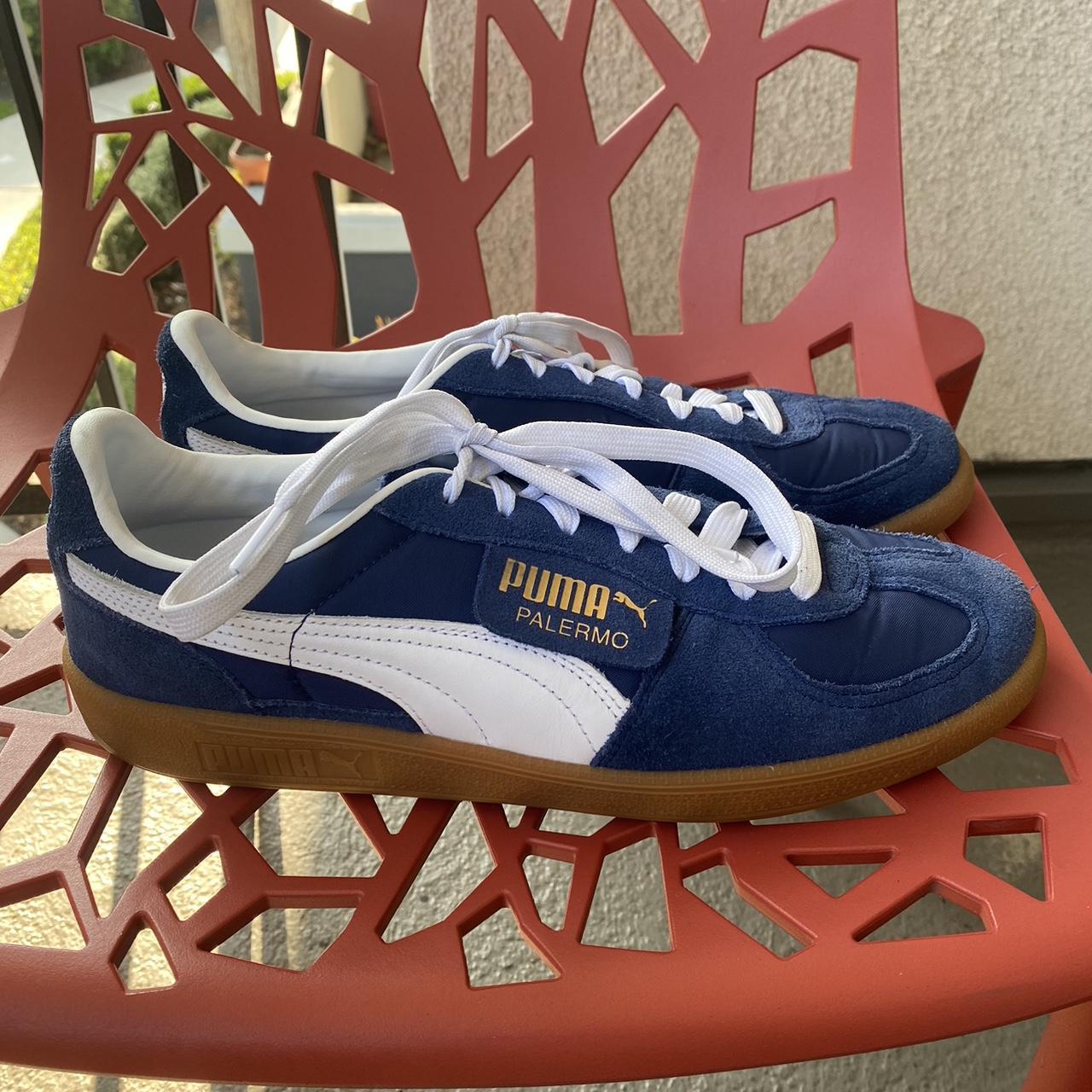 - Navy Blue Puma Palermo - Size 10.5 M (US) - Just... - Depop