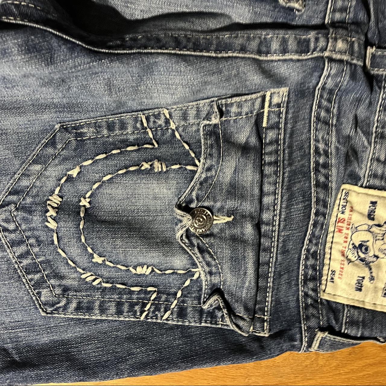 True Religion Stitch Jeans Tagged Size 32 fits... - Depop