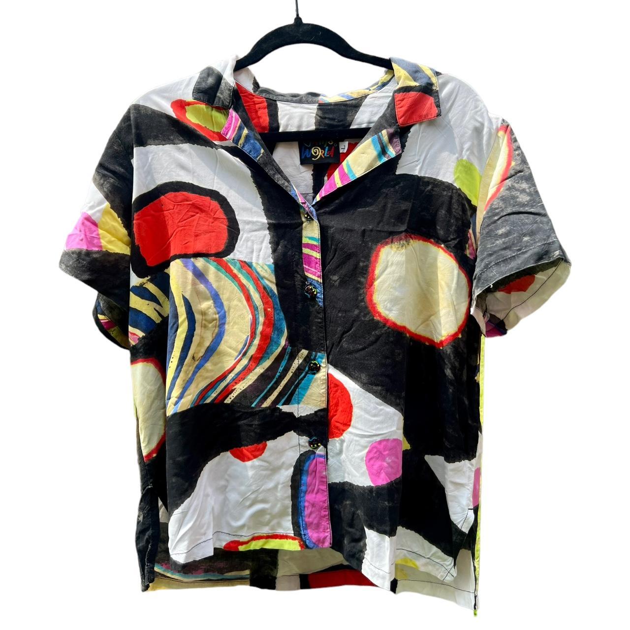 🍒🌟 ABSTRACT VINTAGE JAMS WORLD BUTTON UP Depop