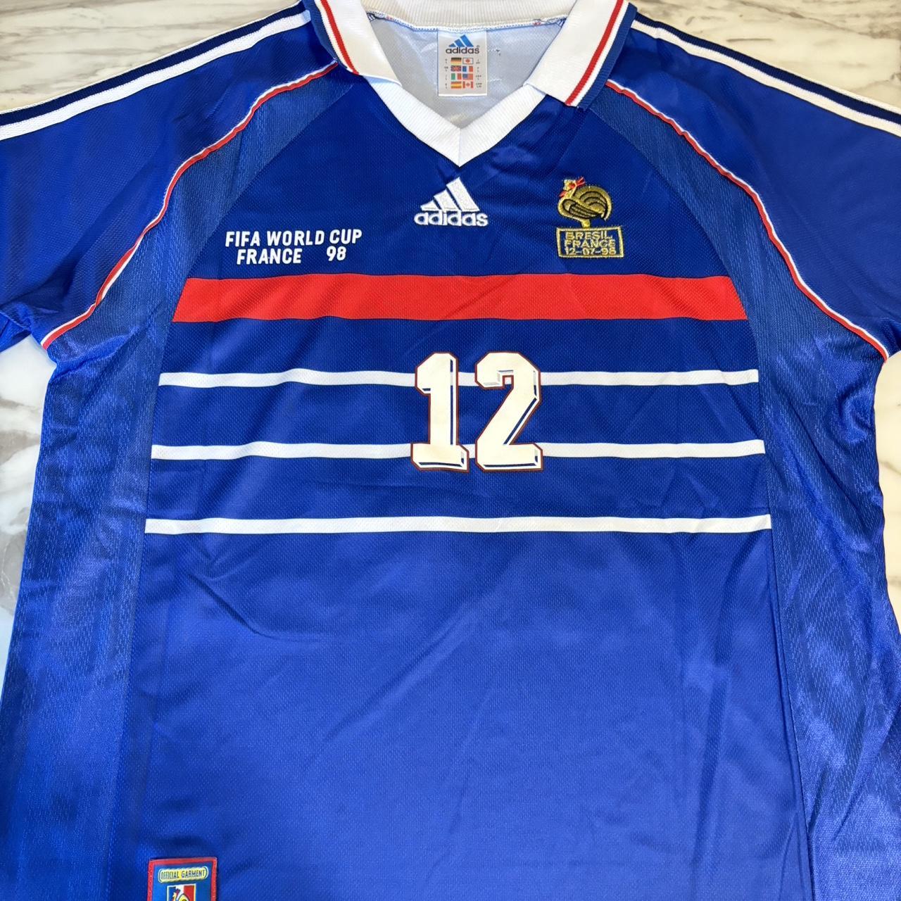 France 1998 “Henry 12” Home Soccer Jersey Size Large - Depop