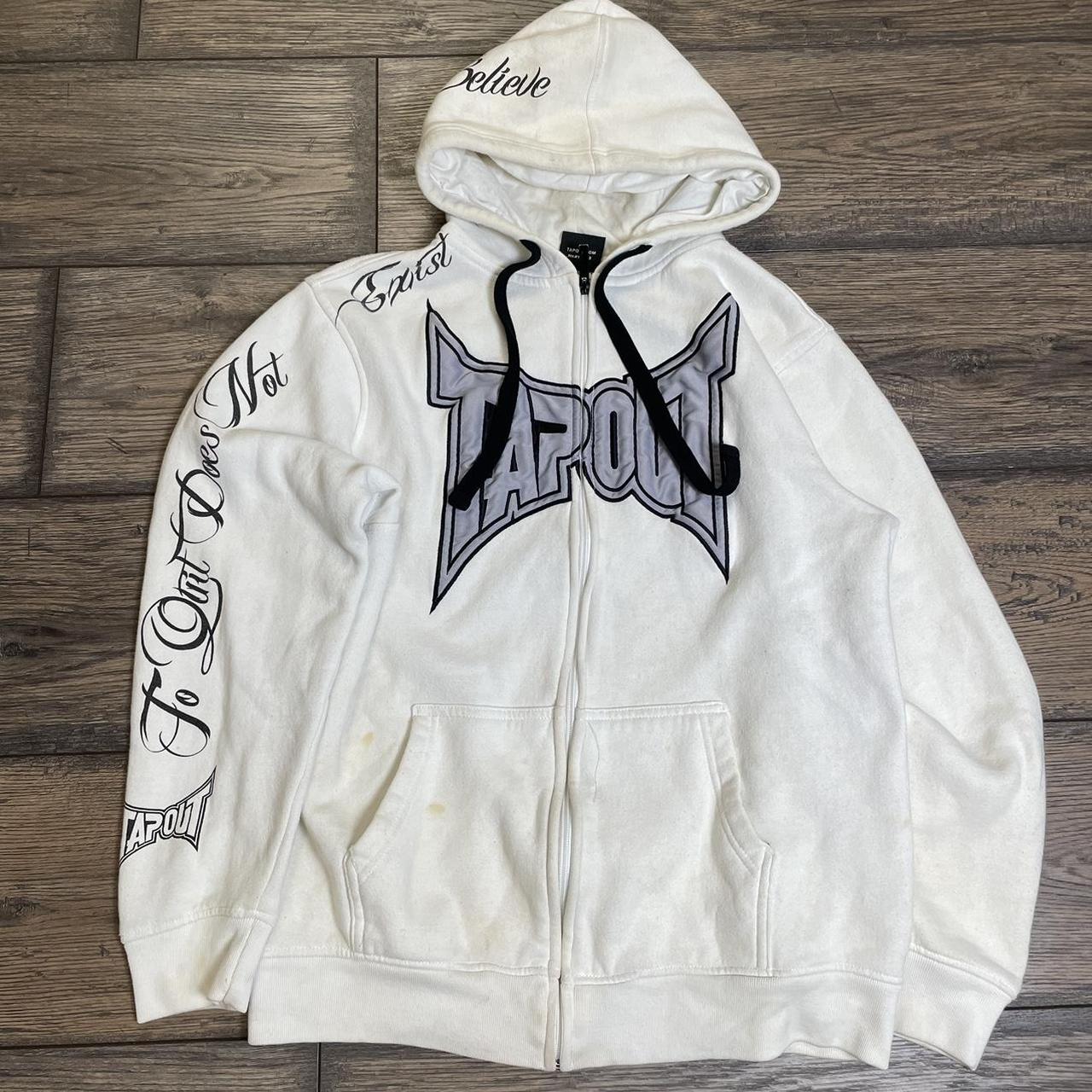 Y2K TAPOUT White spell out zip up skater style... - Depop
