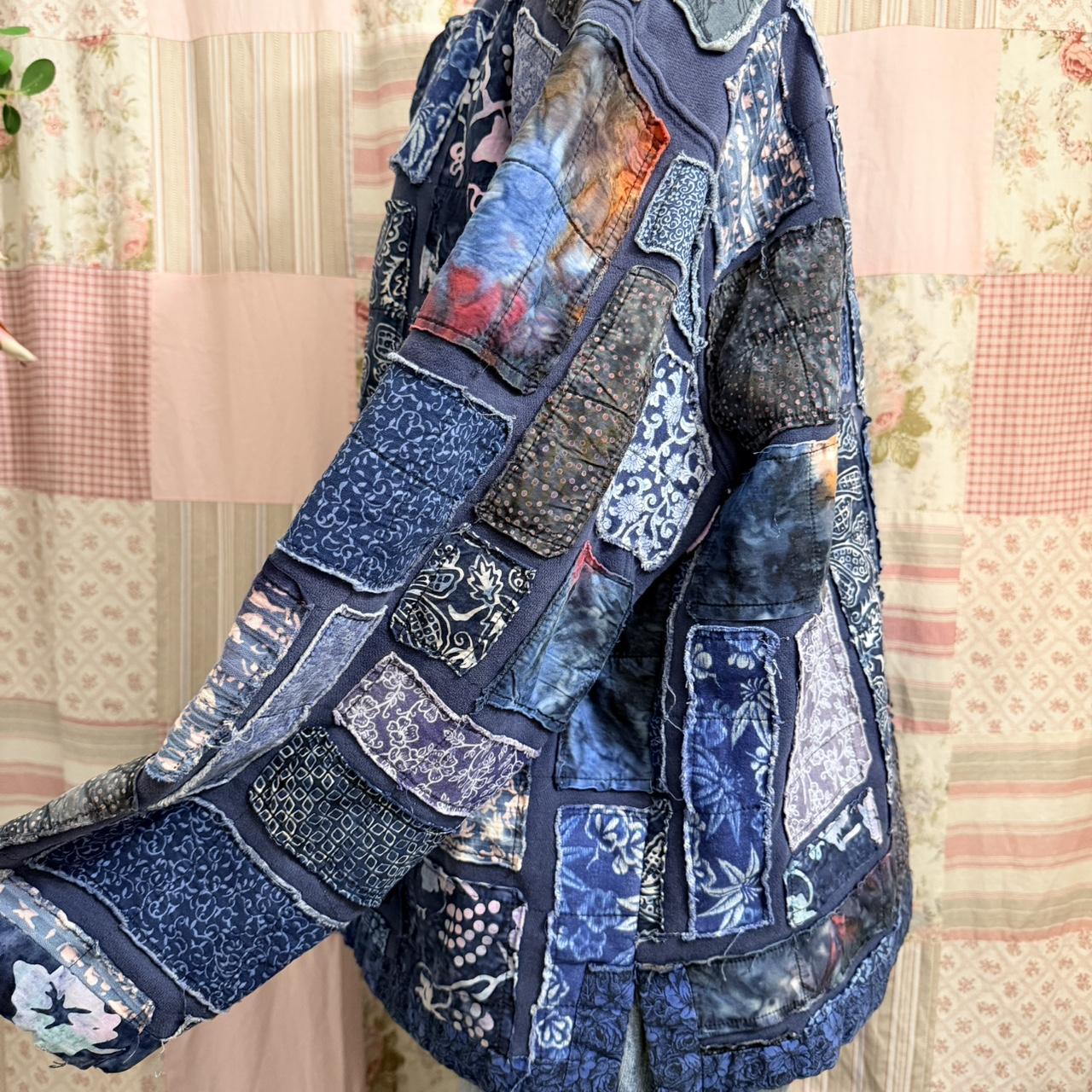 Women's Jacket - Blue/Multi - L – blue patchwork … - image 2