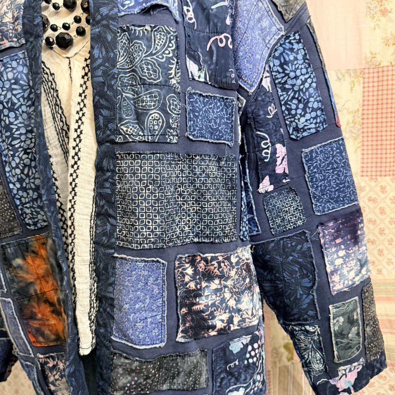 Women's Jacket - Blue/Multi - L – blue patchwork … - image 5