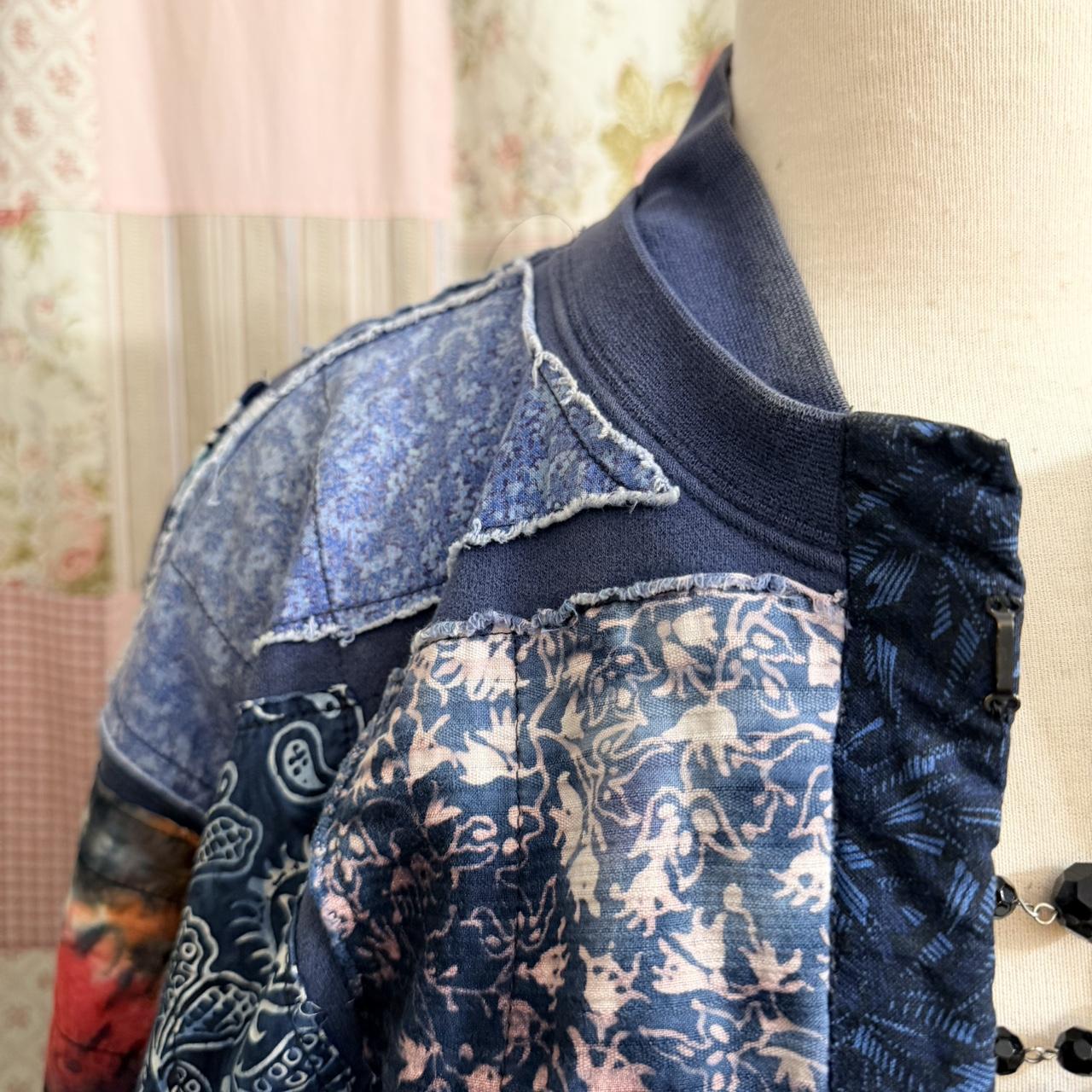 Women's Jacket - Blue/Multi - L – blue patchwork … - image 6