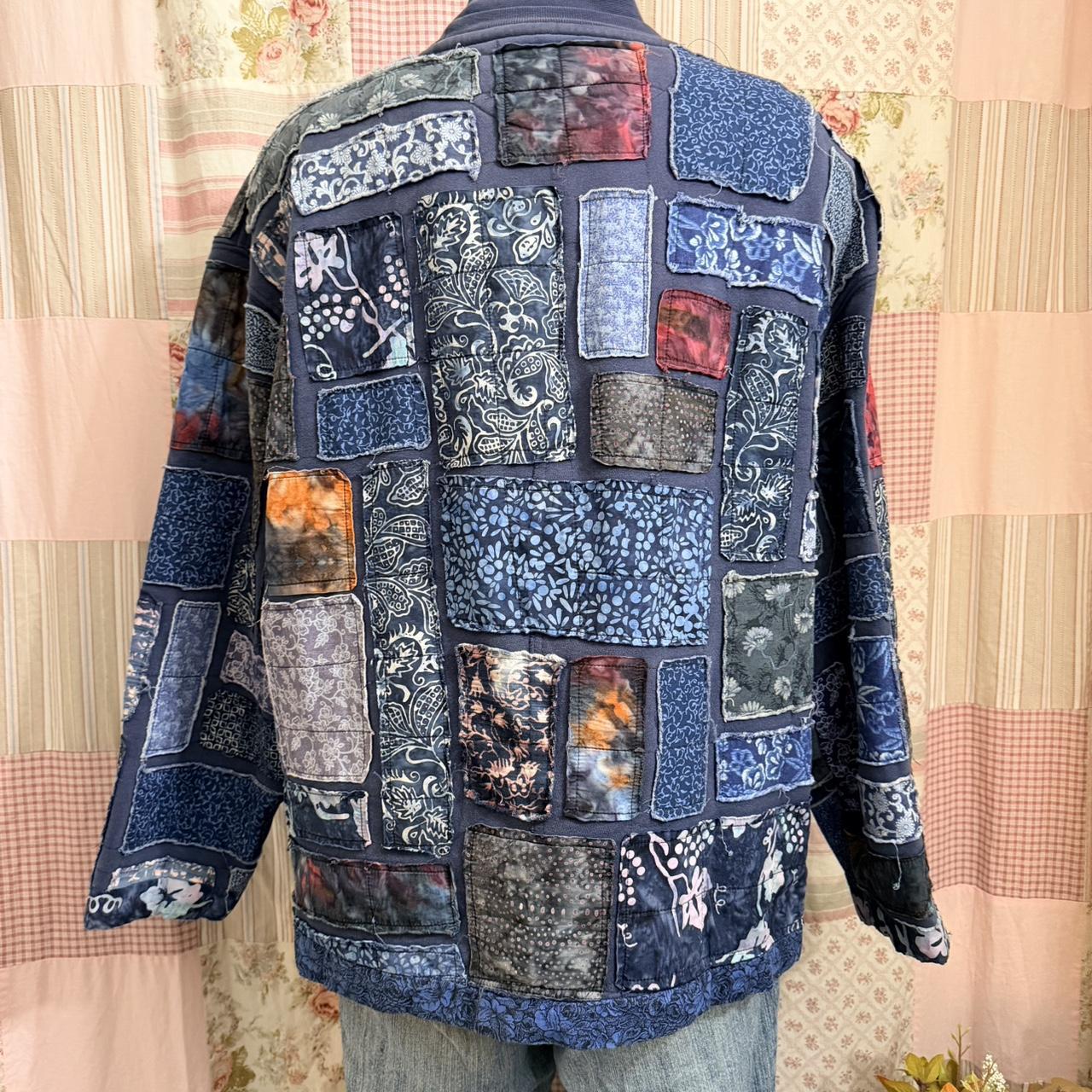 Women's Jacket - Blue/Multi - L – blue patchwork … - image 4
