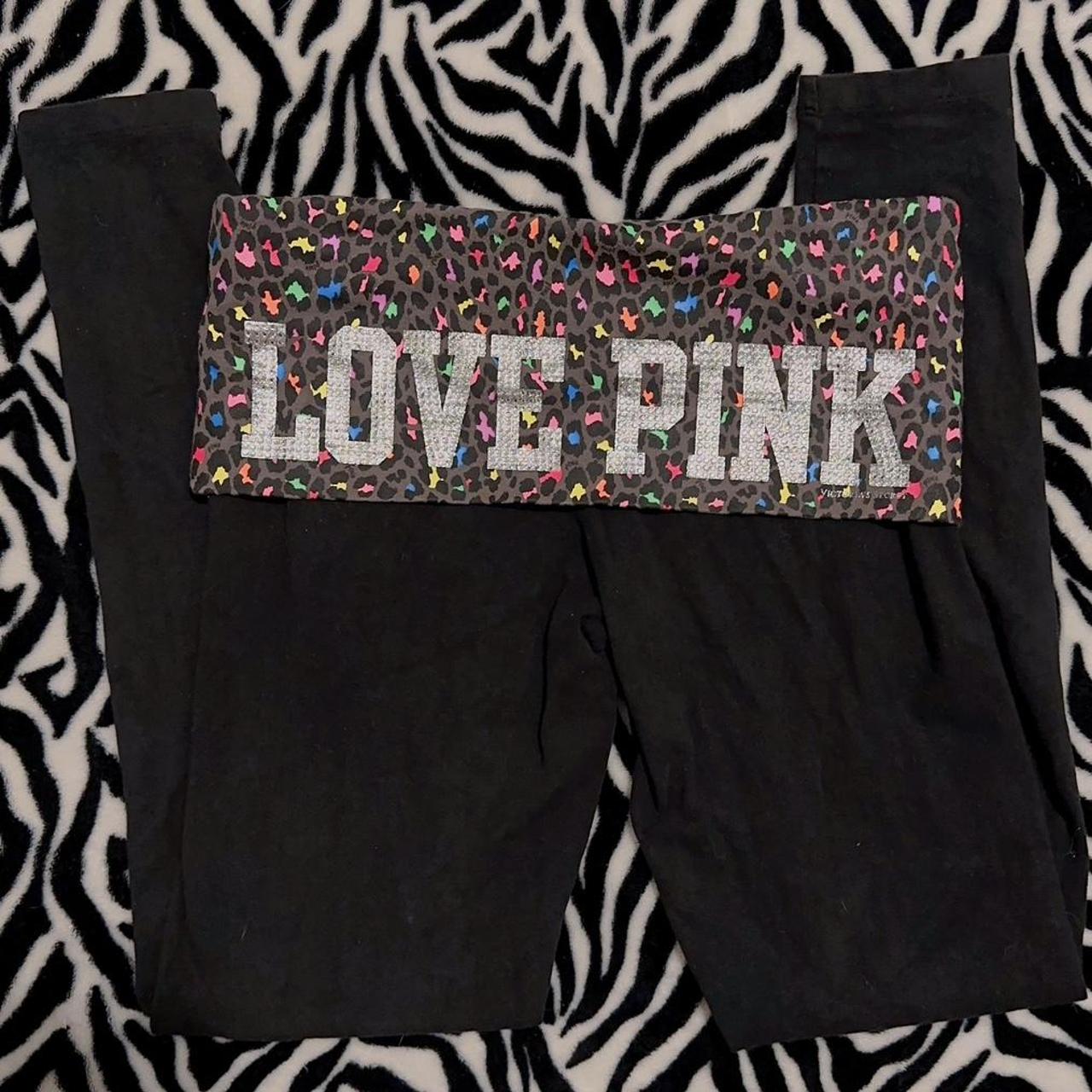 Victoria's Secret Pink Rainbow High Waist Leggings Black Love Pink