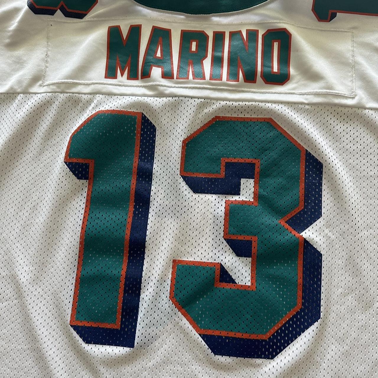 Vintage 90s Dan Marino #13 Miami Dolphins Graphic V - Depop