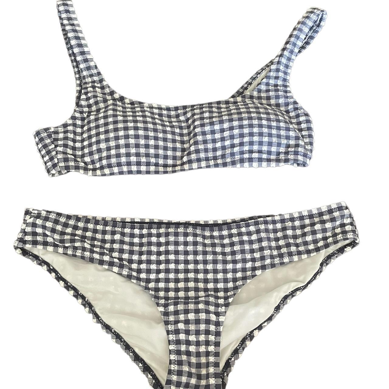 checkered black and white bikini set •bikini top... Depop