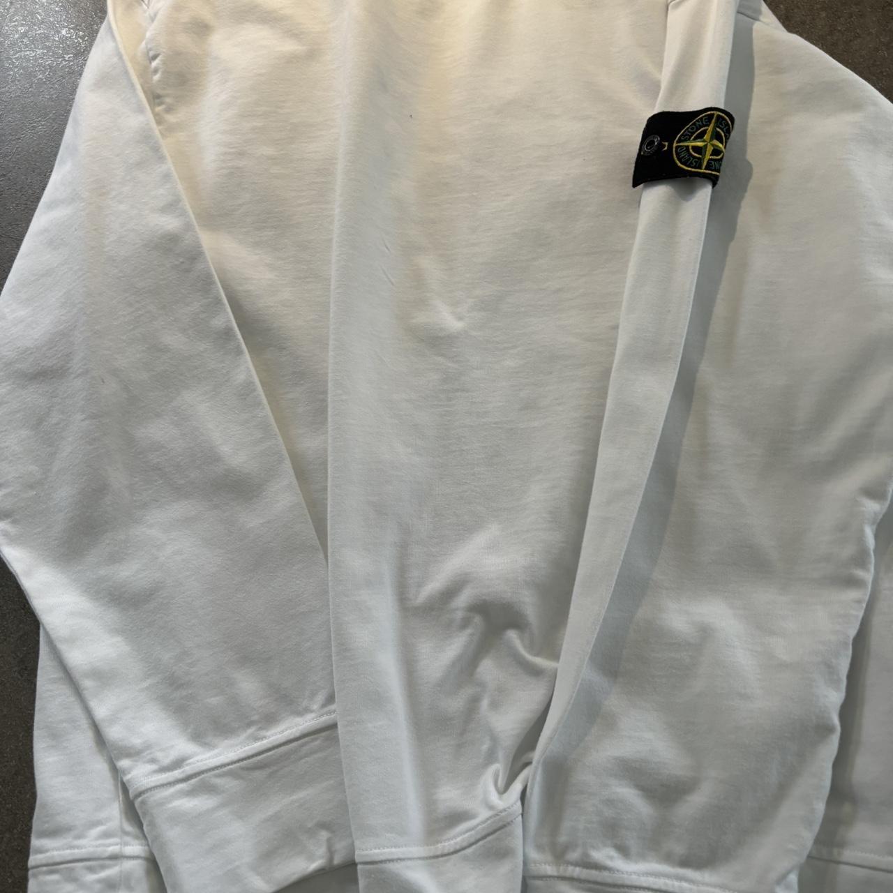 Stone island white jumper size medium bought in... - Depop