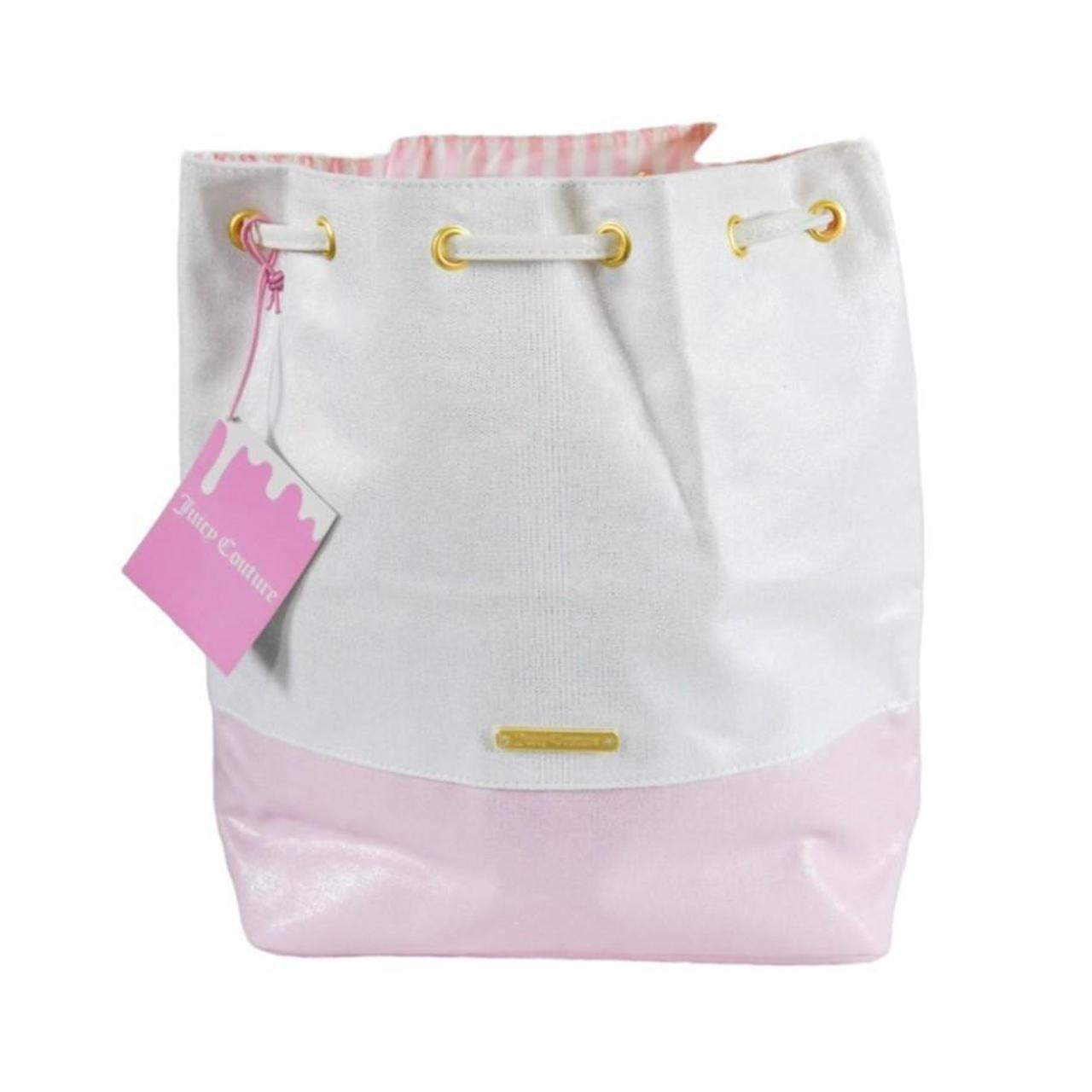 Juicy Couture Drawstring Pink White Bucket online Bag Backpack New with Tags