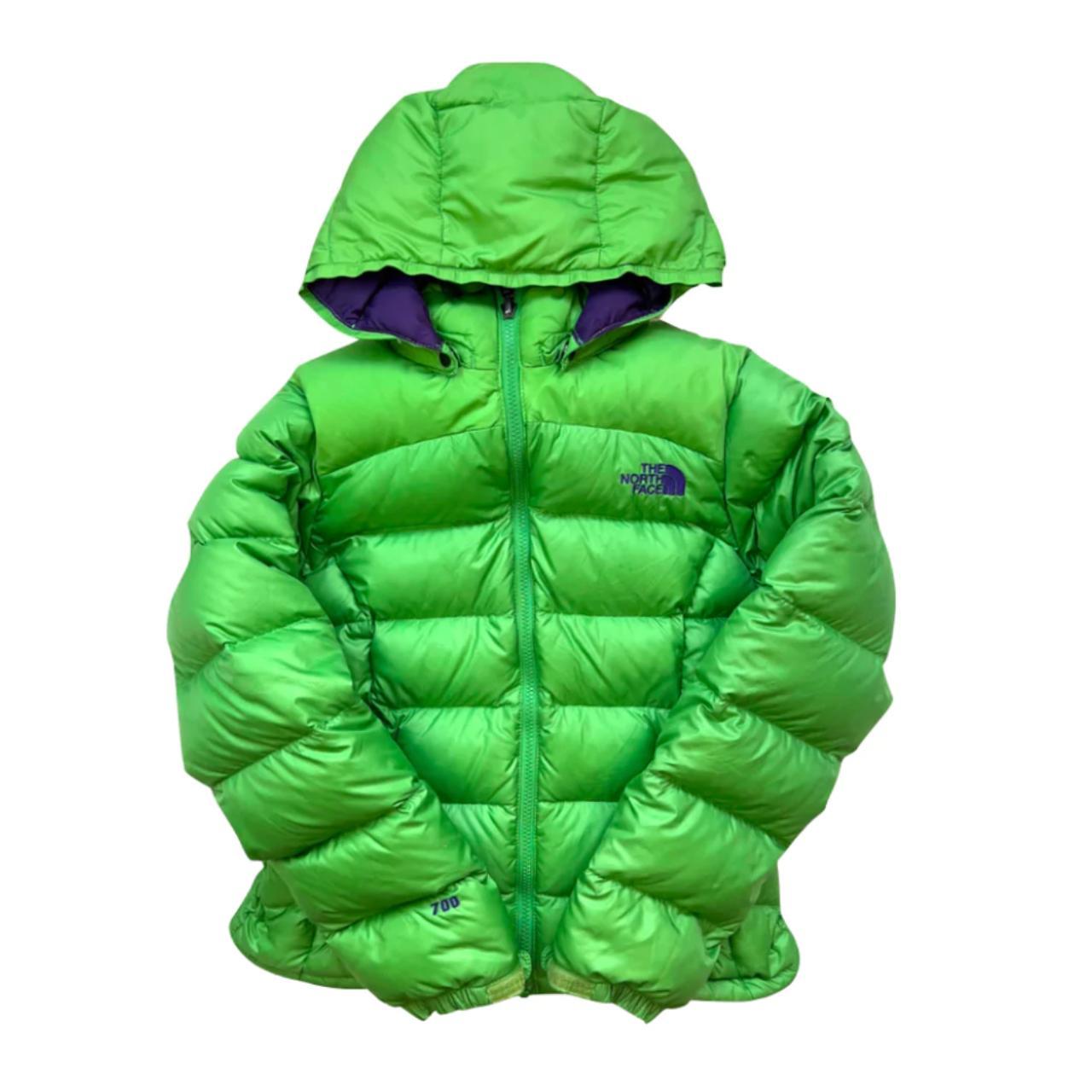 The North Face Women's Lime Green Puffer... - Depop