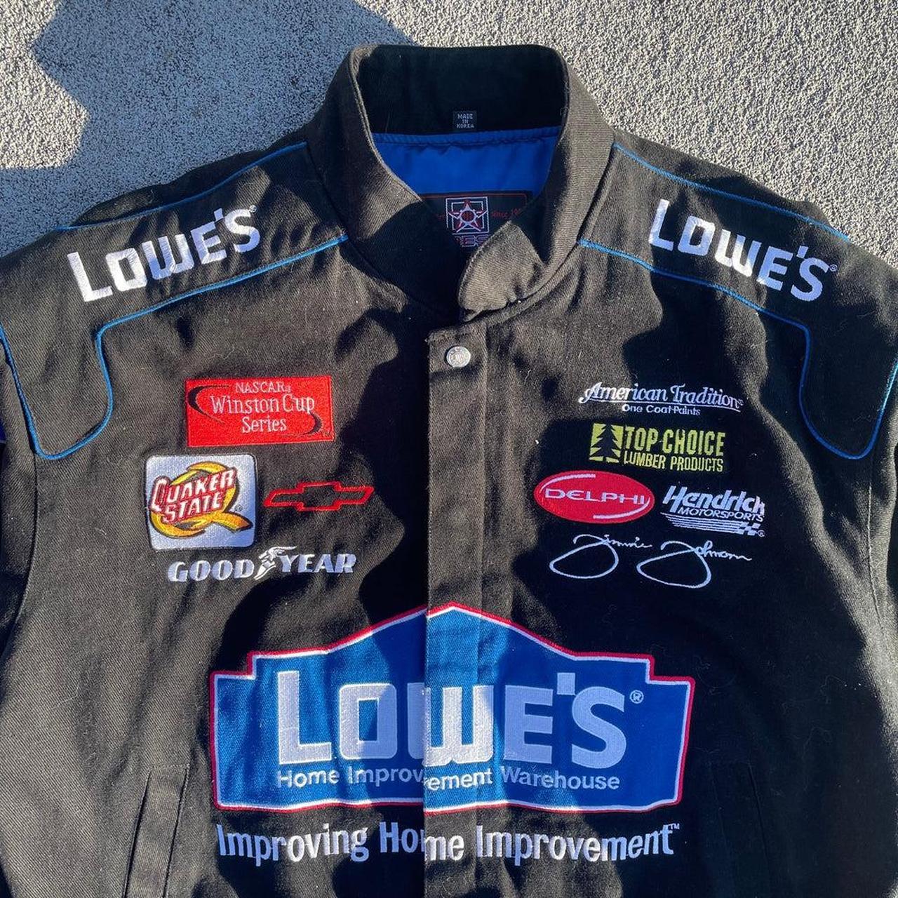 Vintage Lowe's Black NASCAR racing jacket Size - | Depop