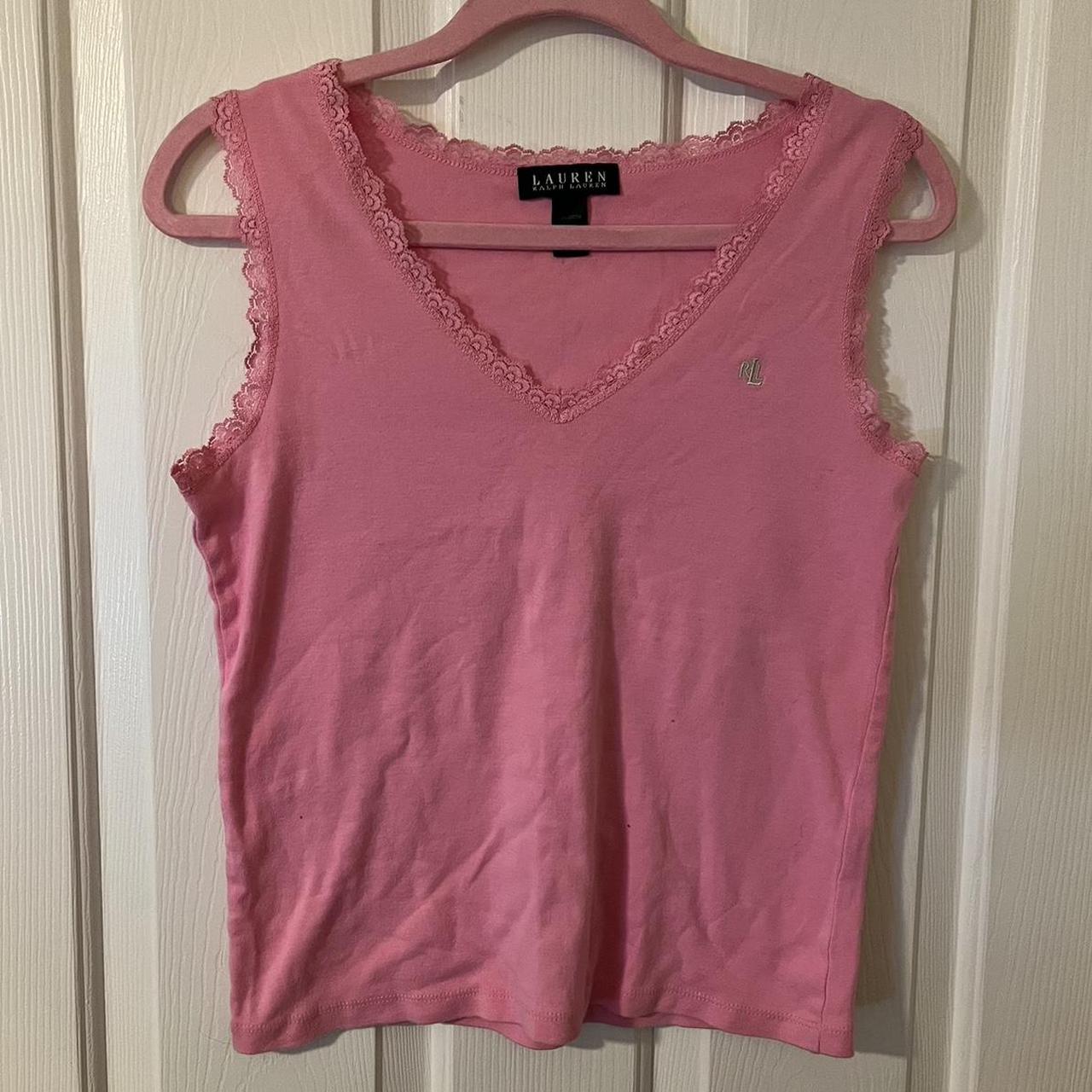 Medium Pink Ralph Lauren Lace top - size... - Depop