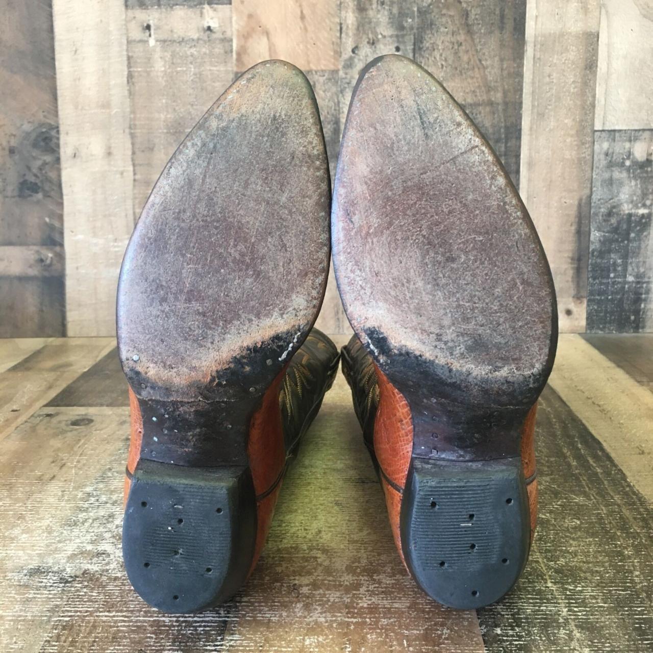 Tony Lama Vtg Wingtip Smooth Ostrich Cowboy Boots Depop