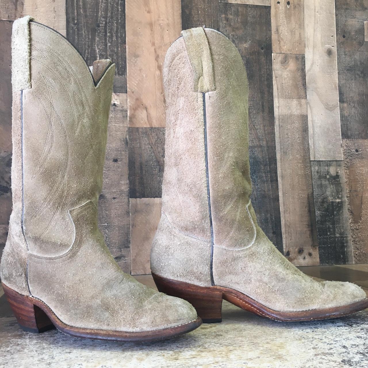 Frye Vtg Full Suede Cowboy Boots Mens 8.5 D In used Depop