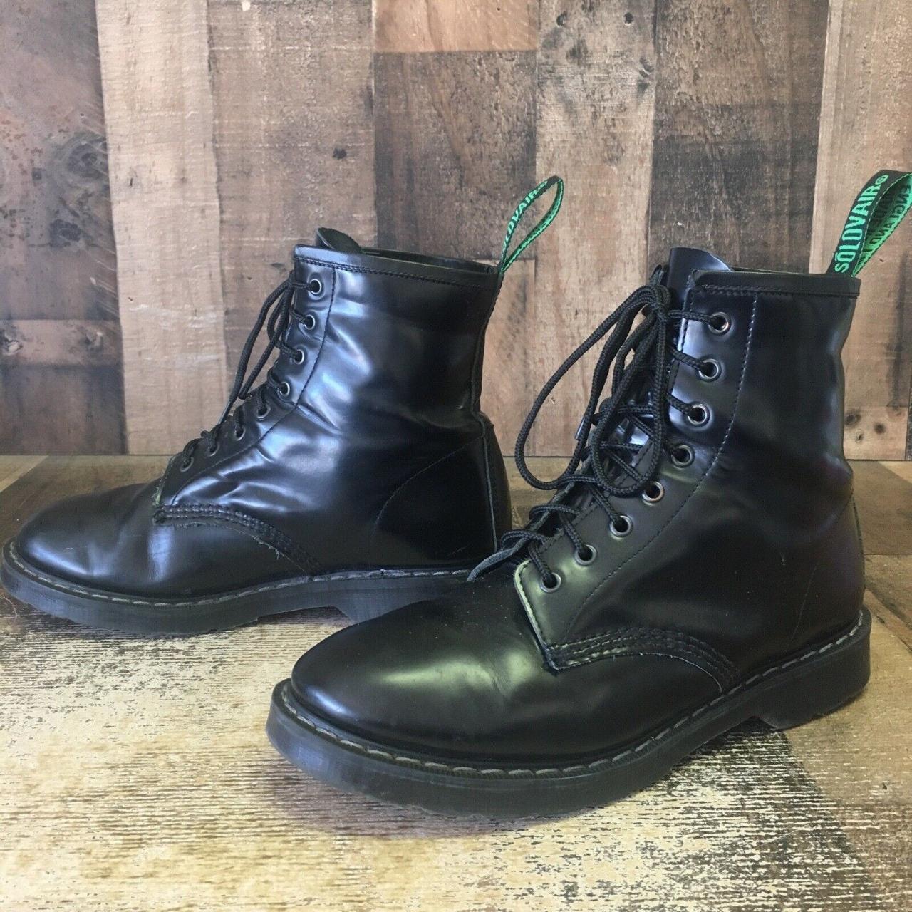 Solovair Vtg Hi-Shine 8 Eye Derby Soft Toe Combat... - Depop