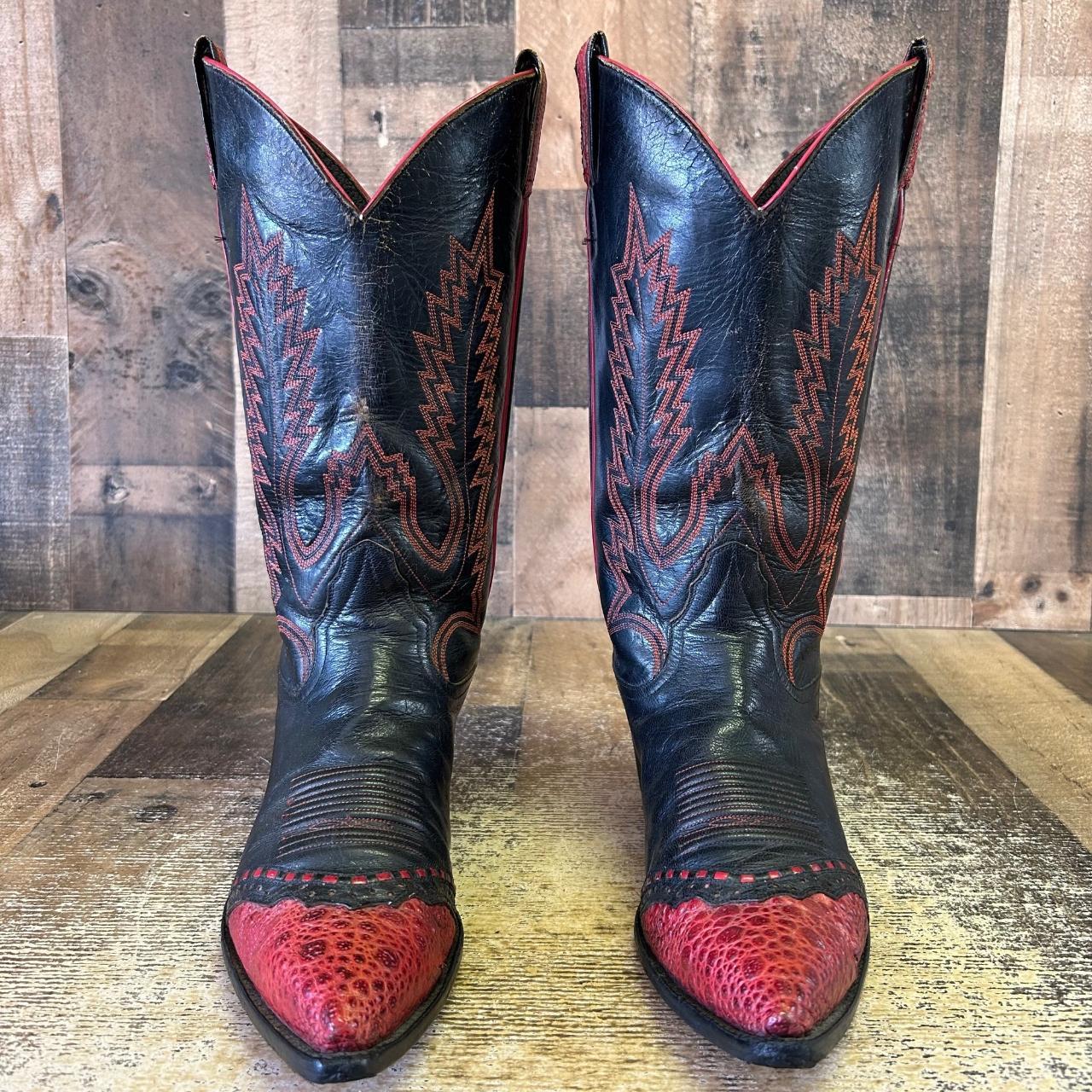 Larry Mahan Vtg Wingtip Cowboy Boots Mens 10 D Toes... - Depop