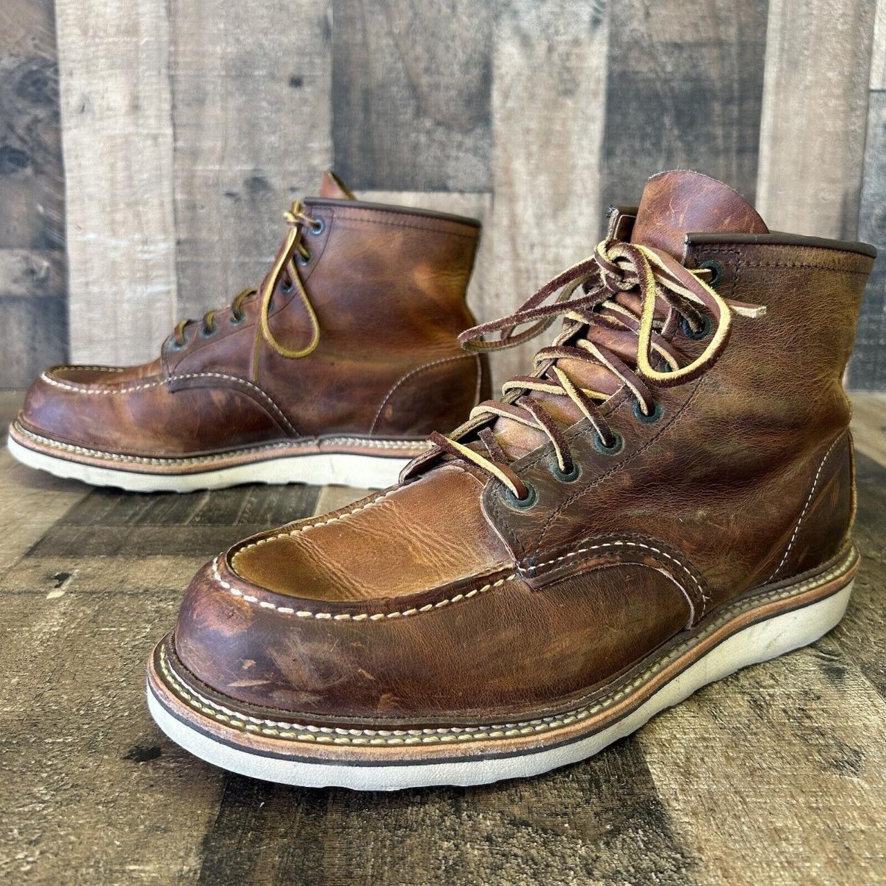 Red Wing 1907 Classic Moc Toe Copper Leather Work... - Depop