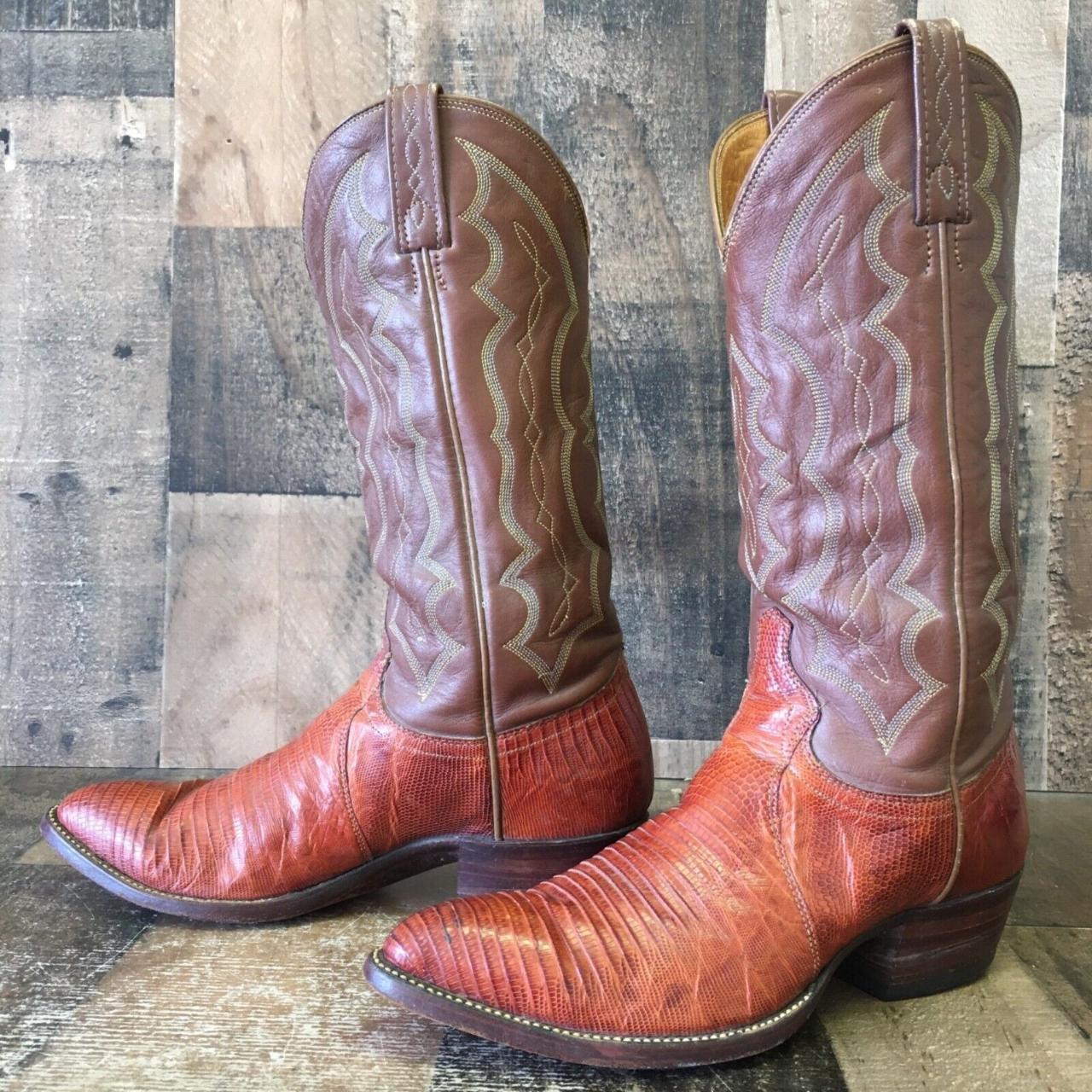 J Chisholm Vintage Teju Lizard Cowboy Boots Mens 7.5. Depop