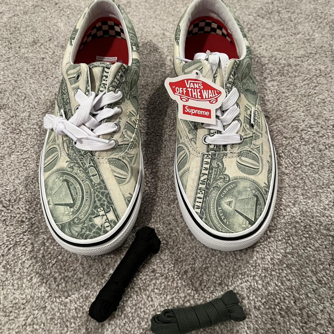 Supreme X Vans Dollar Bill Print Era Sneakers Size...