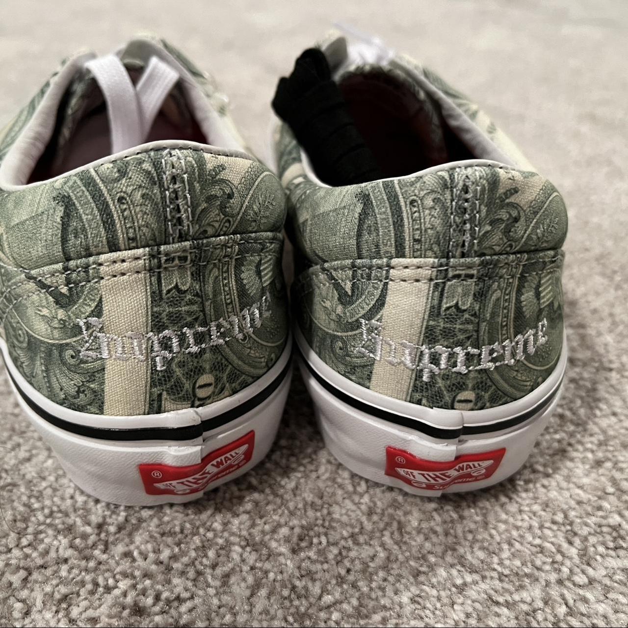 Supreme X Vans Dollar Bill Print Era Sneakers Size... - Depop