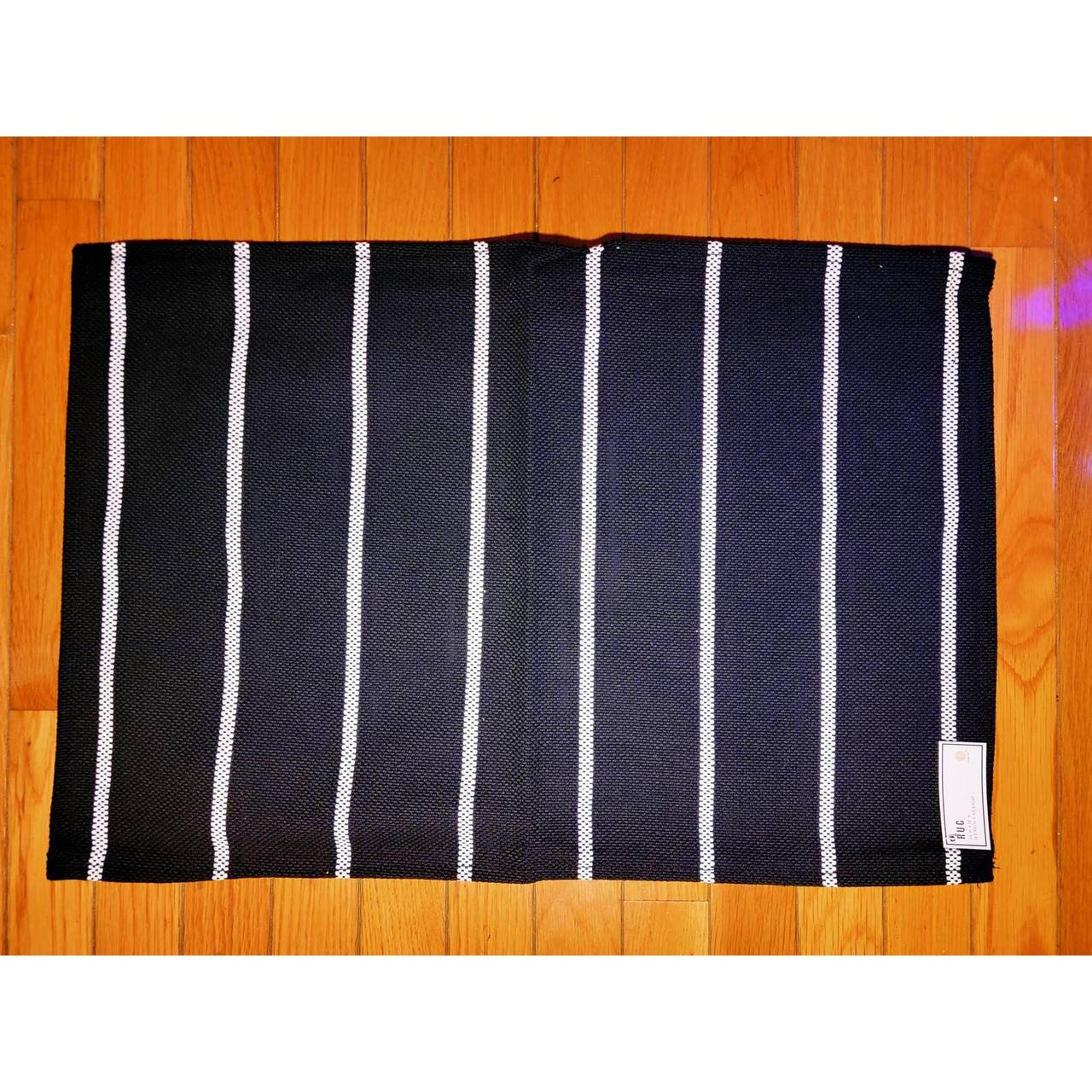 Target Black and White Horizontal Striped Floor Rug... Depop