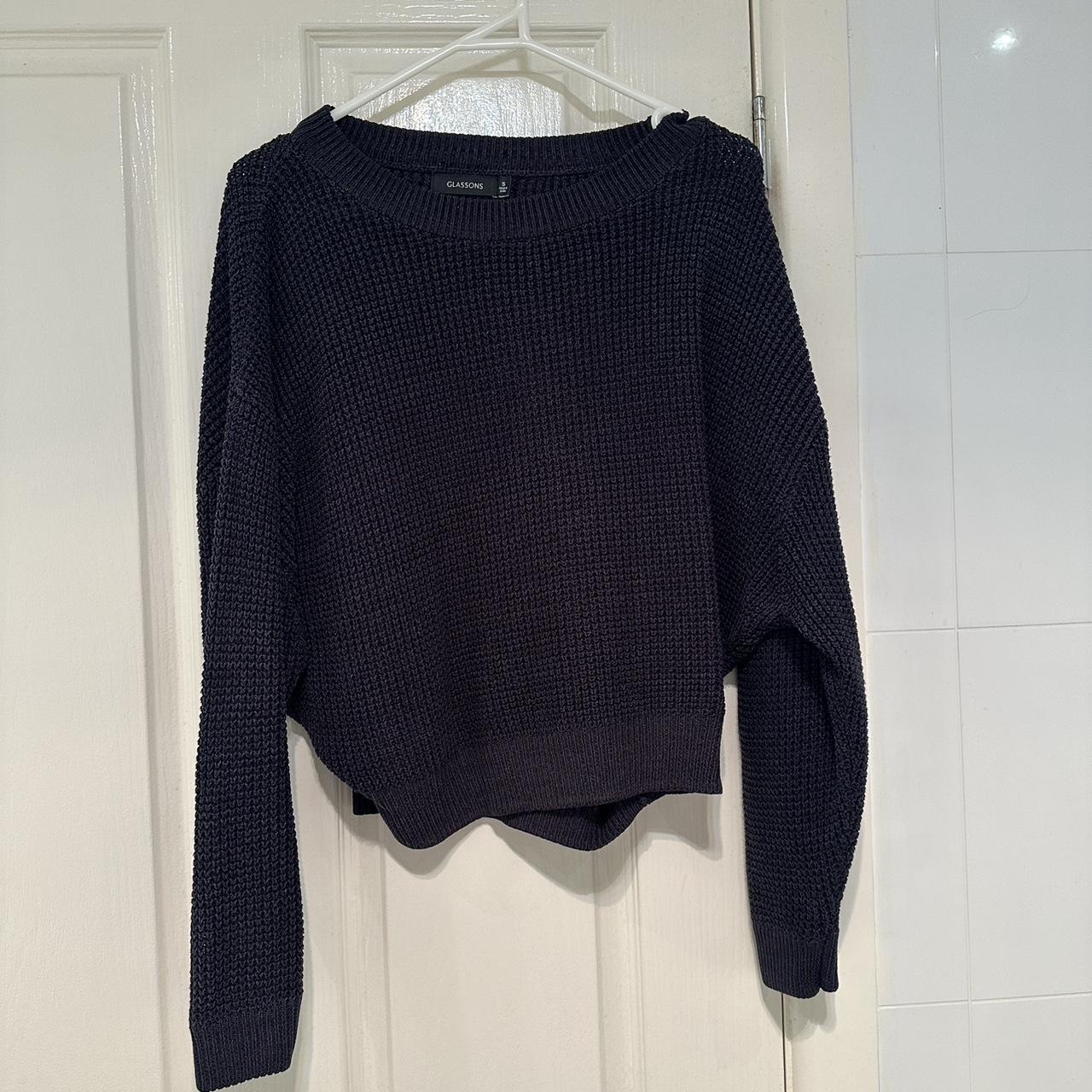 Navy blue knitted jumper very warm, worn but in good... - Depop